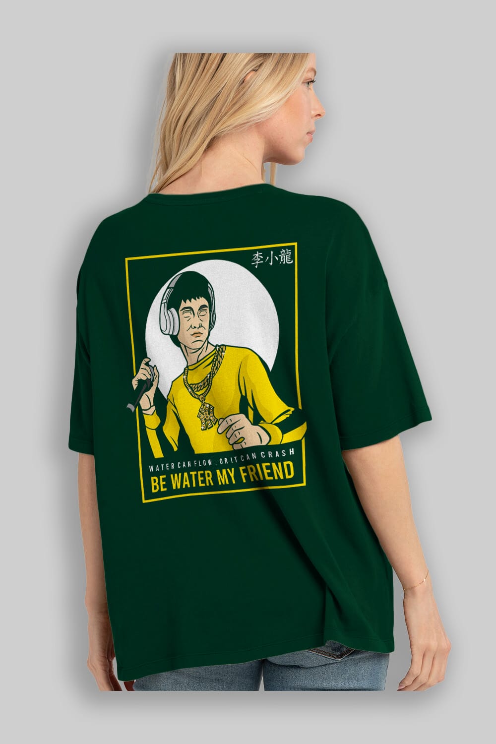 Bruce Lee Rapper Arka Baskılı Oversize t-shirt Erkek Kadın Unisex %100 Pamuk tişort