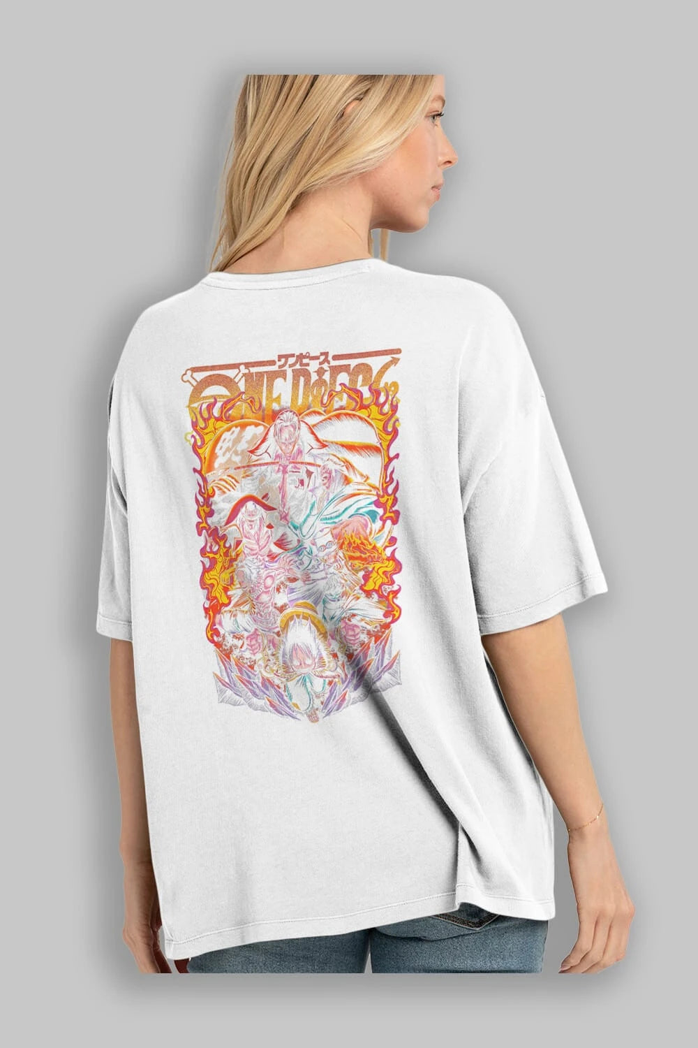 ONE PIECE (3) Anime Arka Baskılı Oversize t-shirt Erkek Kadın Unisex