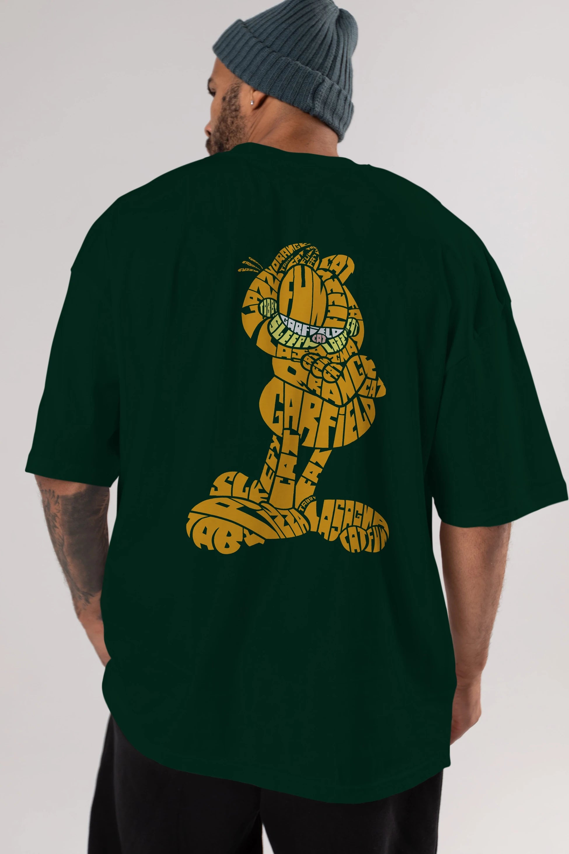 Garfield Arka Baskılı Oversize t-shirt %100 pamuk Erkek Kadın Unisex