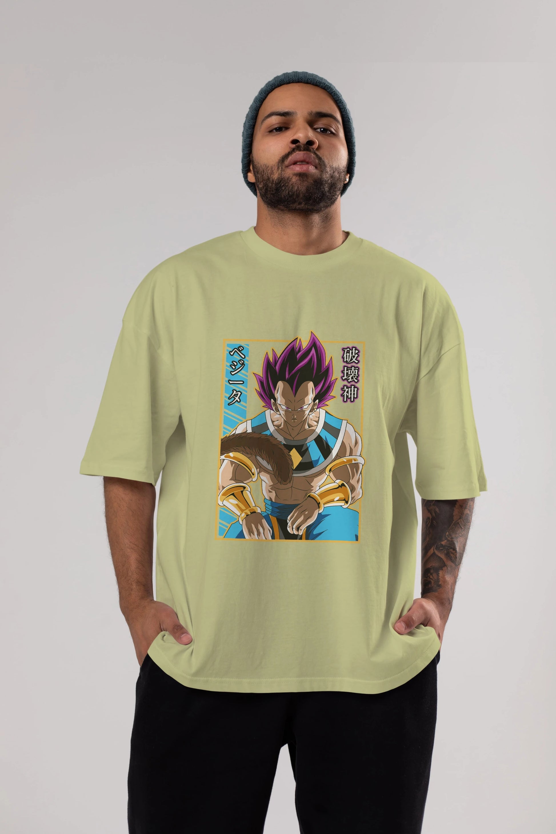 DragonBall VegetaHakaishin Anime Ön Baskılı Oversize t-shirt %100 pamuk Erkek Kadın Unisex