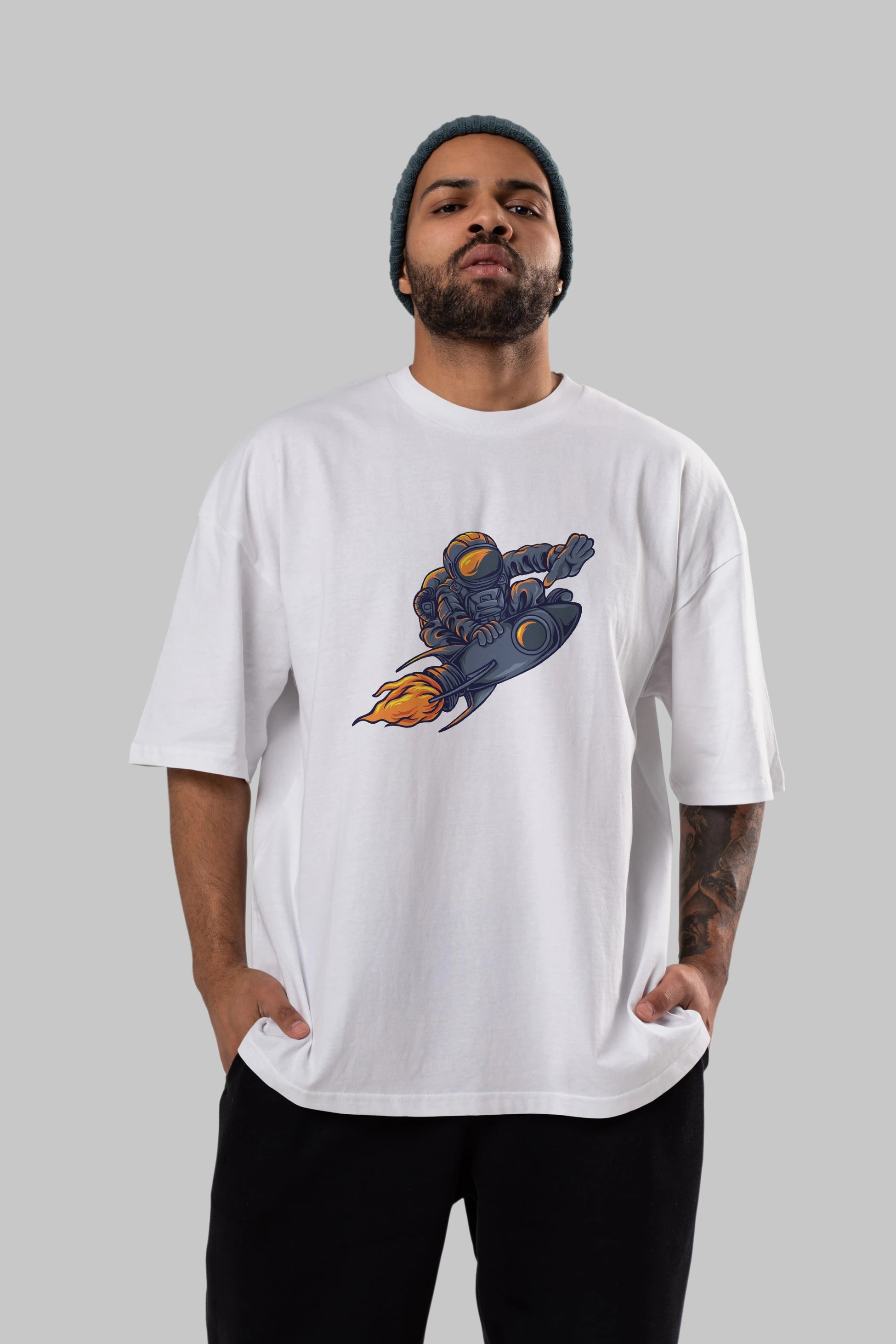 Astrocket Illustration Tshirt Ön Baskılı Oversize t-shirt Erkek Kadın Unisex