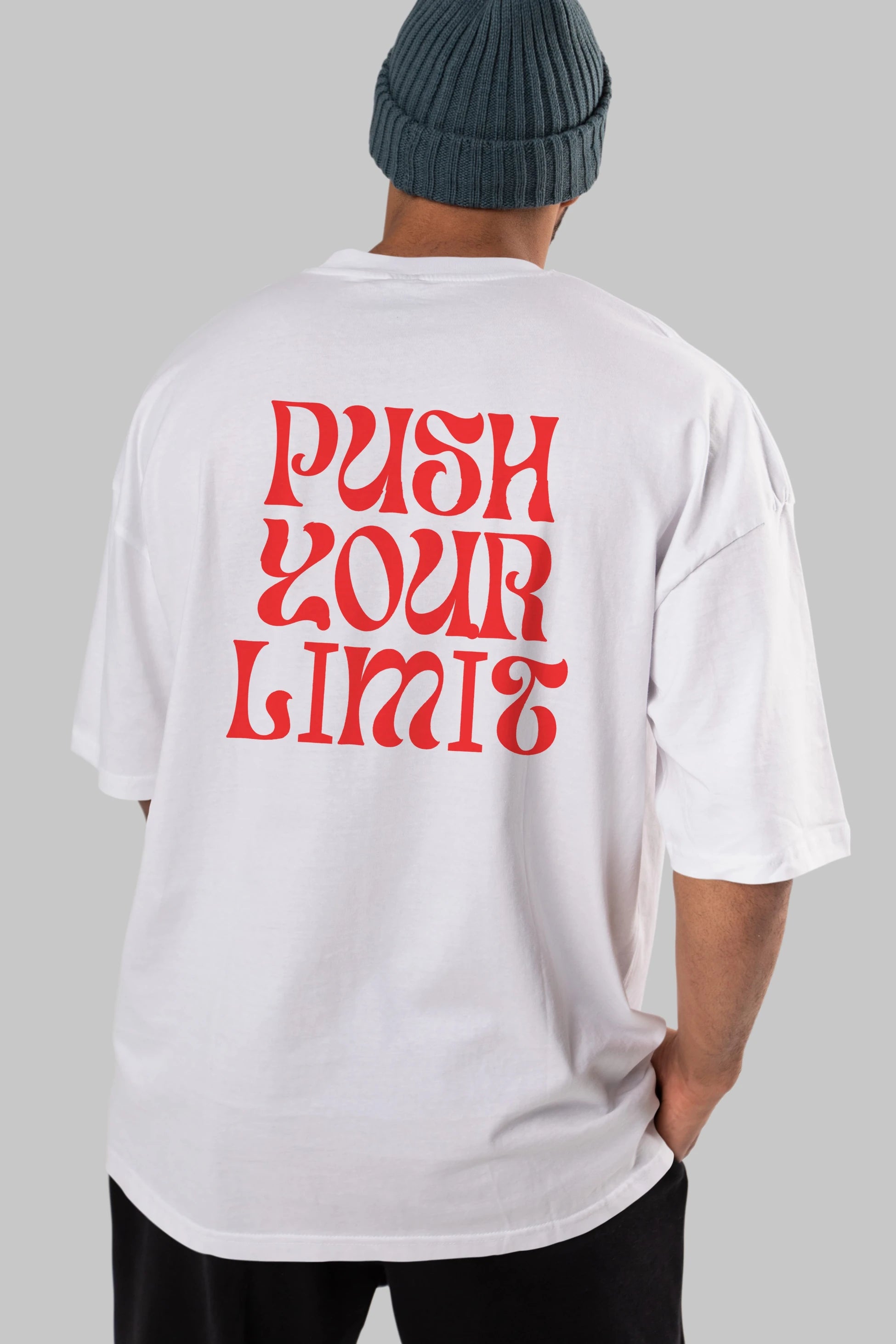 Push Your Limit Yazılı 2 Arka Baskılı Oversize t-shirt Erkek Kadın Unisex