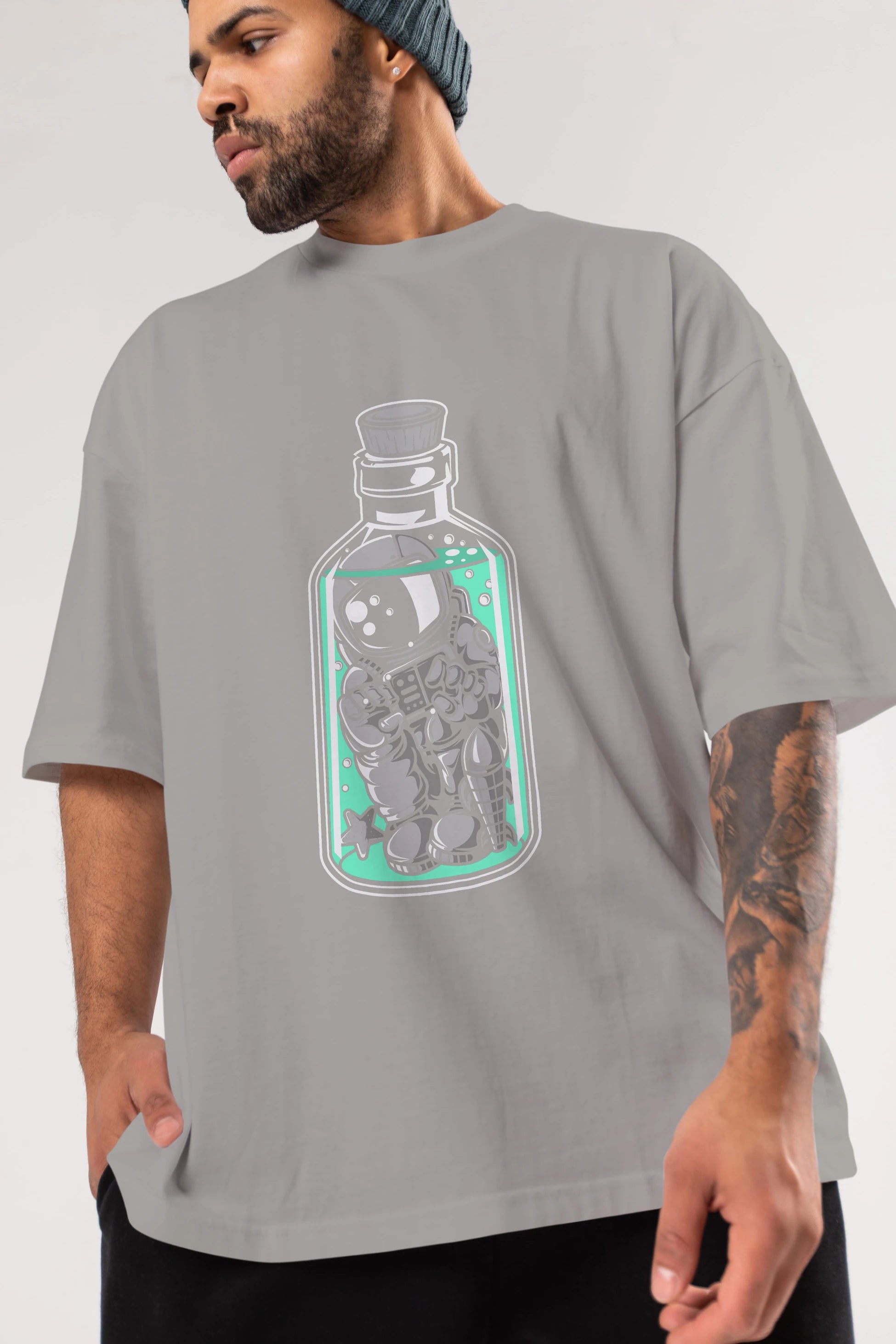 Astronaut in The Bottle Ön Baskılı Oversize t-shirt Erkek Kadın Unisex