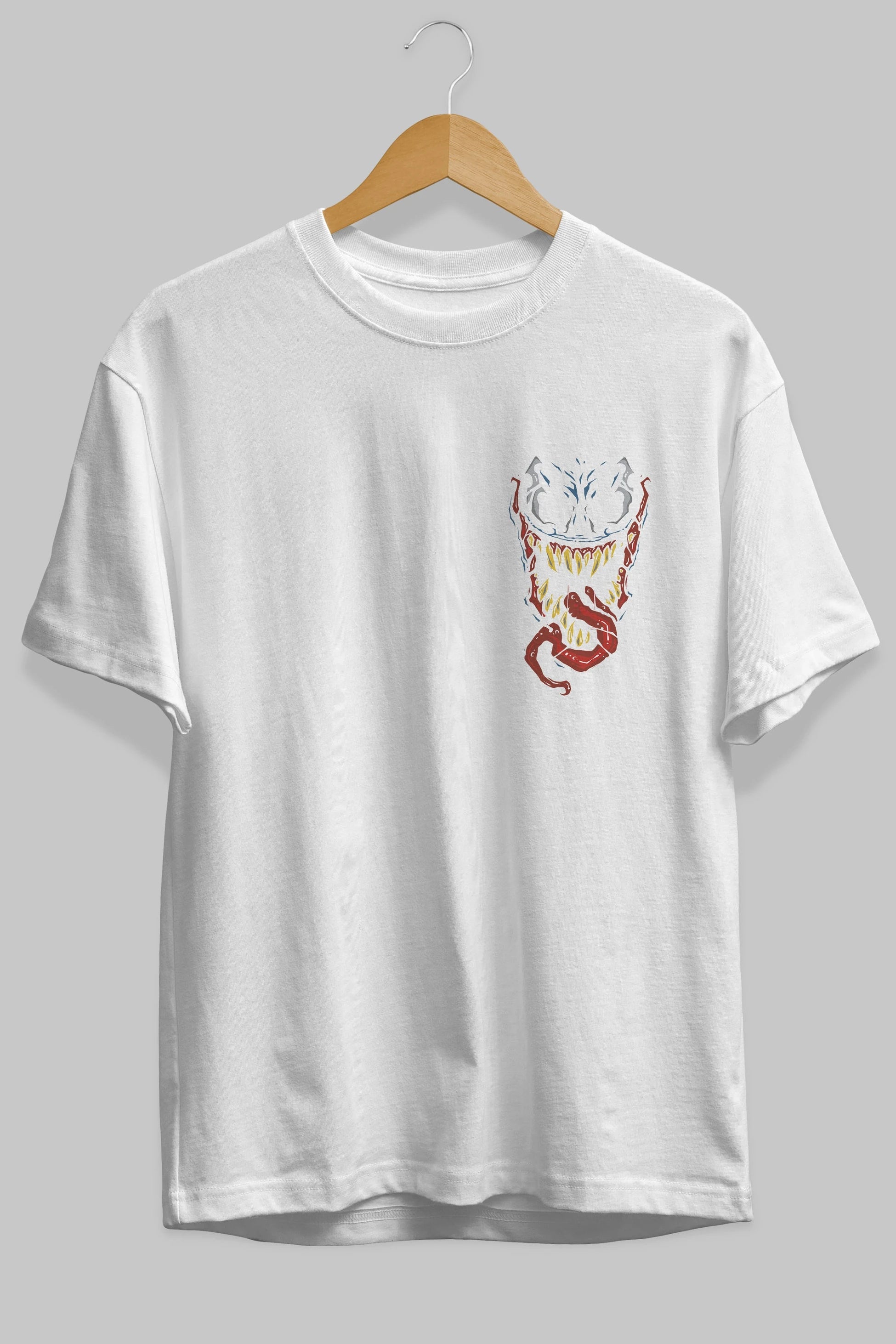 Venom (15) Ön Sol Baskılı Oversize t-shirt Erkek Kadın Unisex %100 Pamuk Bisiklet Yaka tişort