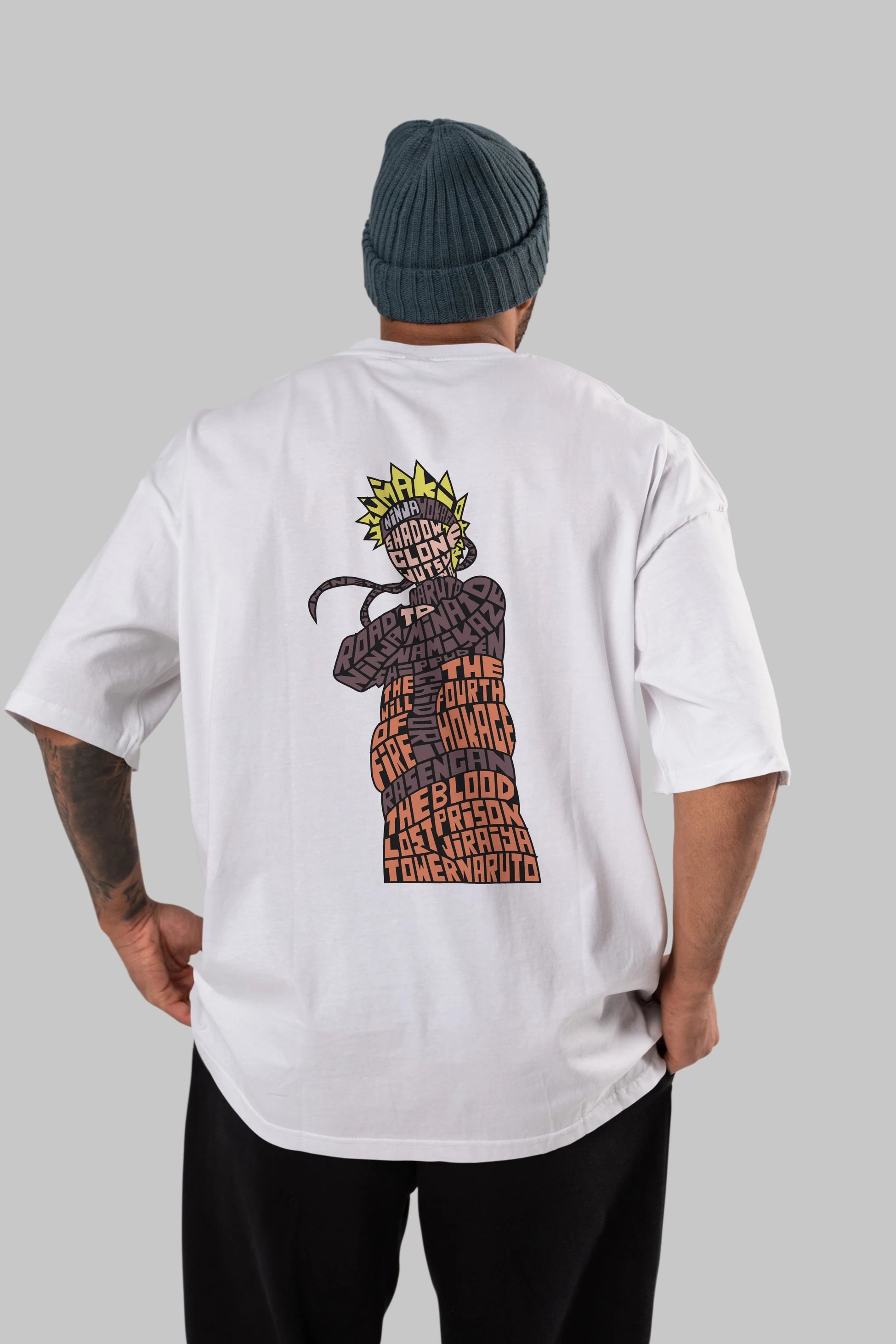 Rasengan Arka Baskılı Oversize t-shirt %100 pamuk Erkek Kadın Unisex