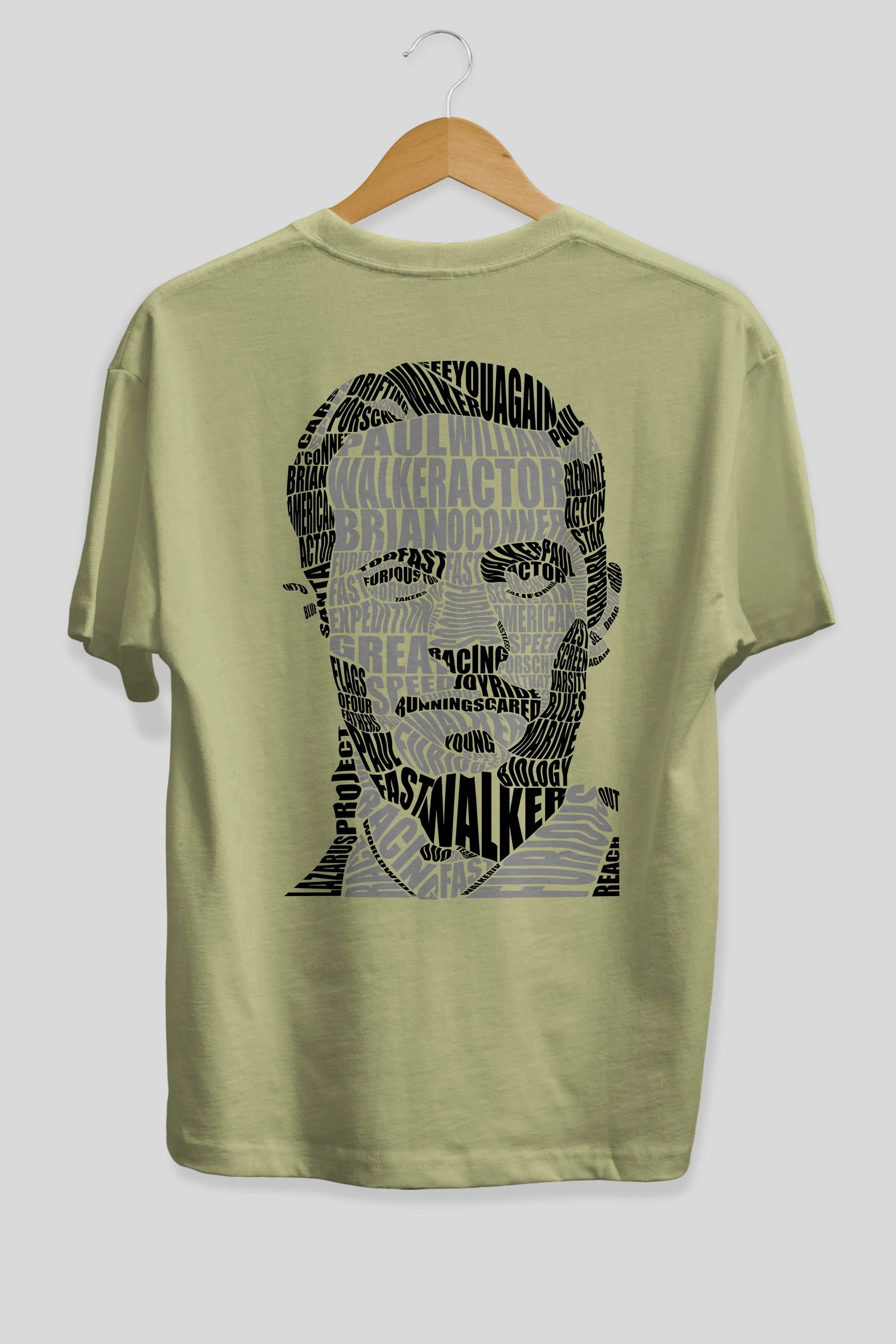 Paul Walker Calligram Arka Baskılı Oversize t-shirt %100 pamuk Erkek Kadın Unisex