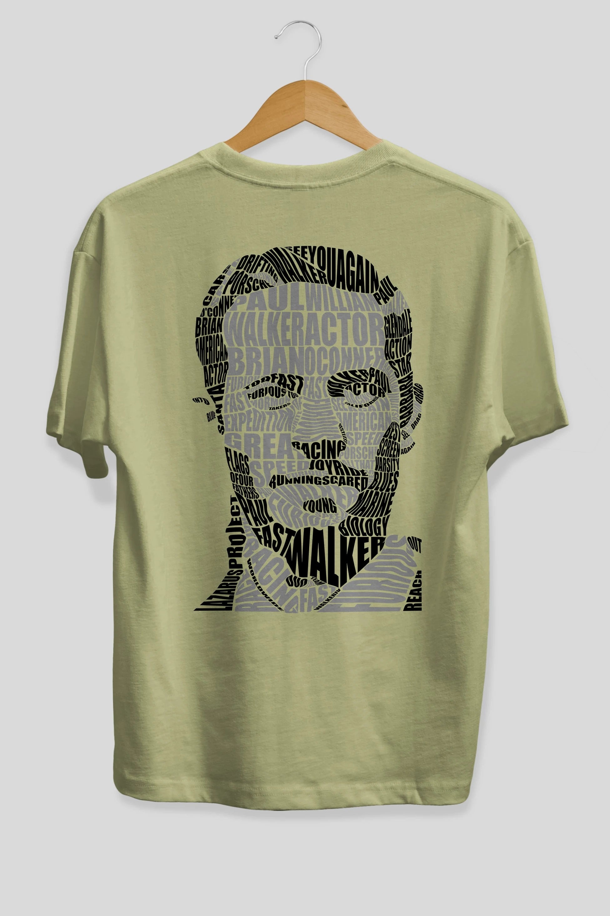 Paul Walker Calligram Arka Baskılı Oversize t-shirt %100 pamuk Erkek Kadın Unisex