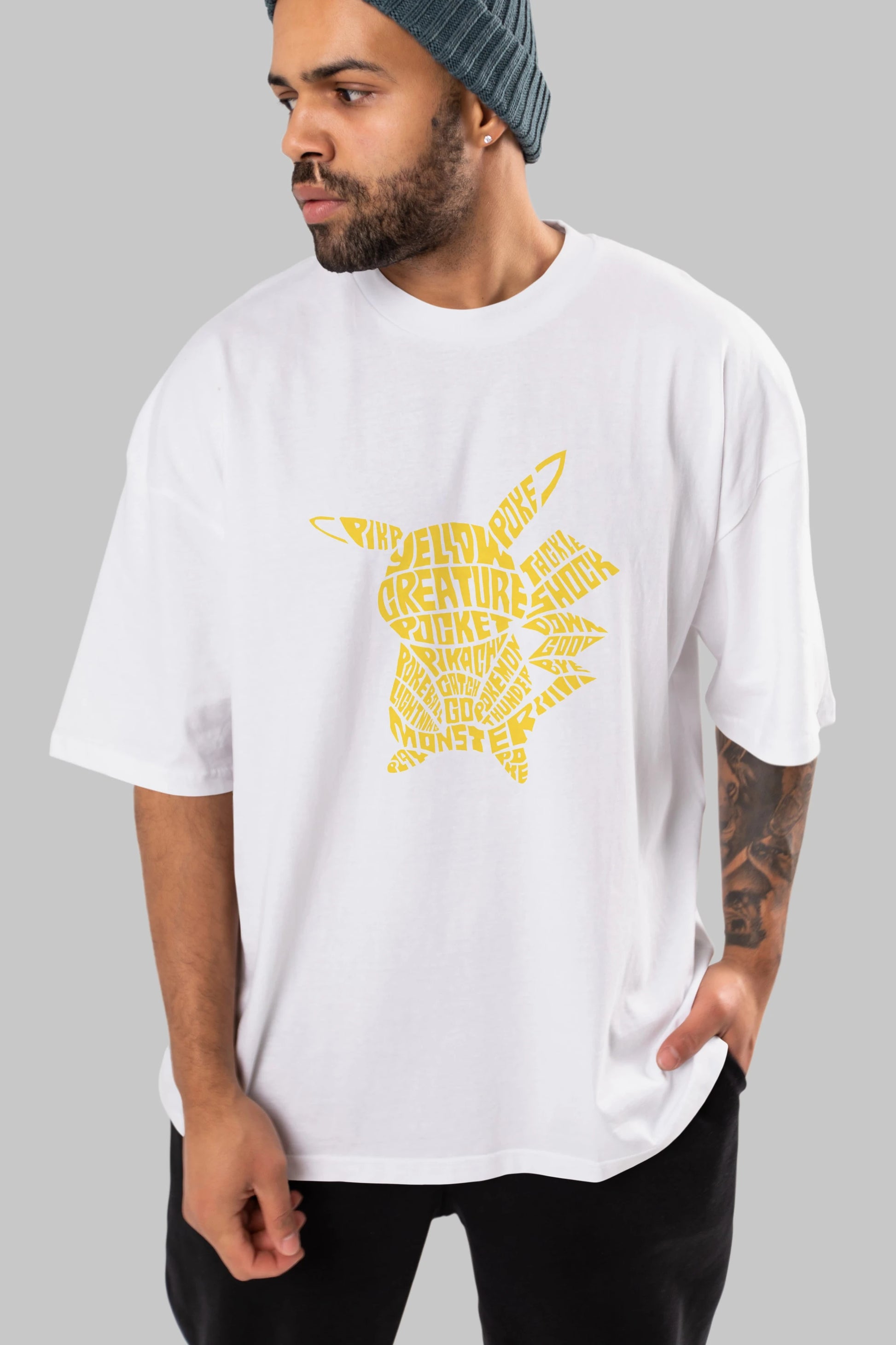 Pocket Monster Ön Baskılı Oversize t-shirt %100 pamuk Erkek Kadın Unisex