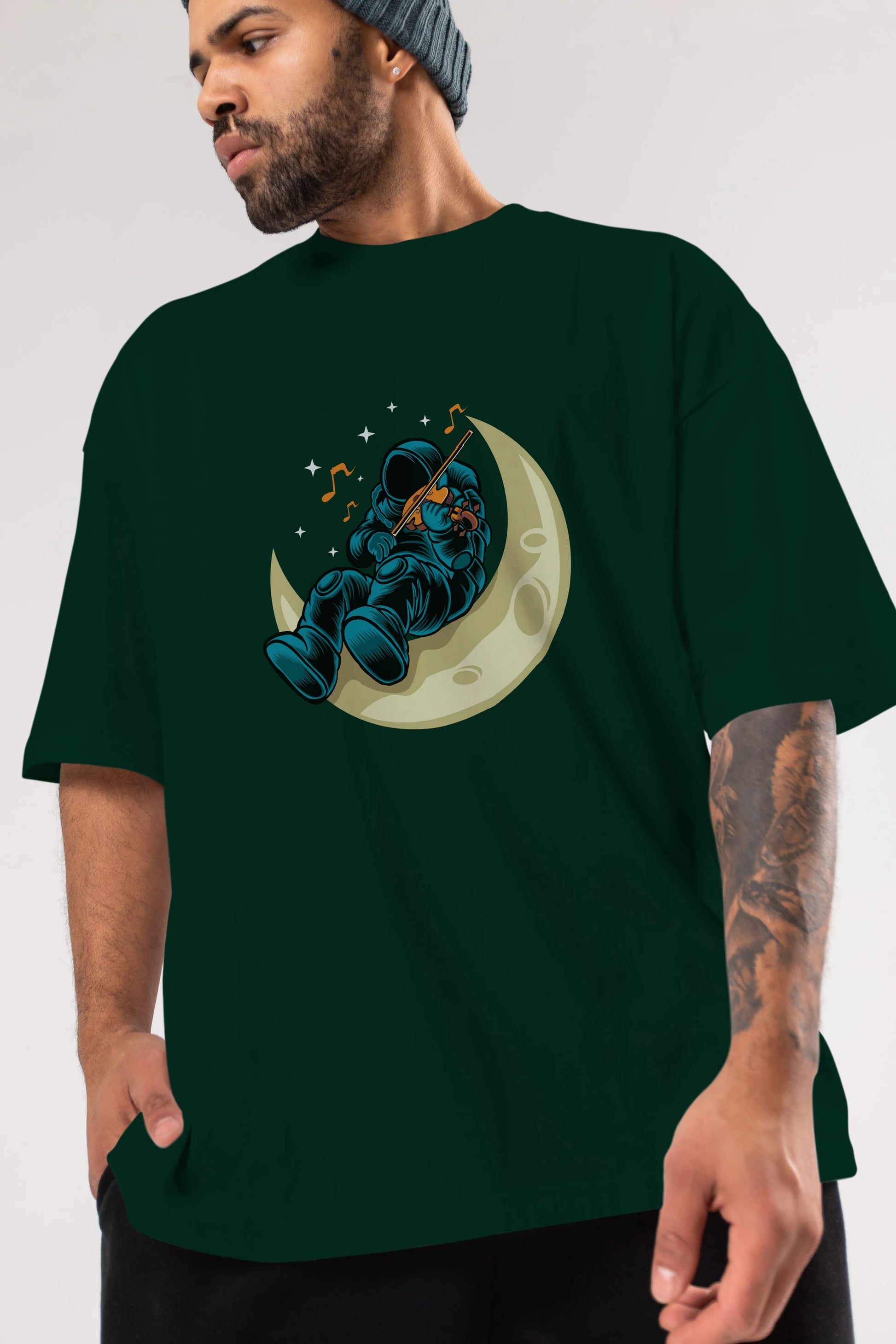 Playing Vionist in Space Ön Baskılı Oversize t-shirt Erkek Kadın Unisex