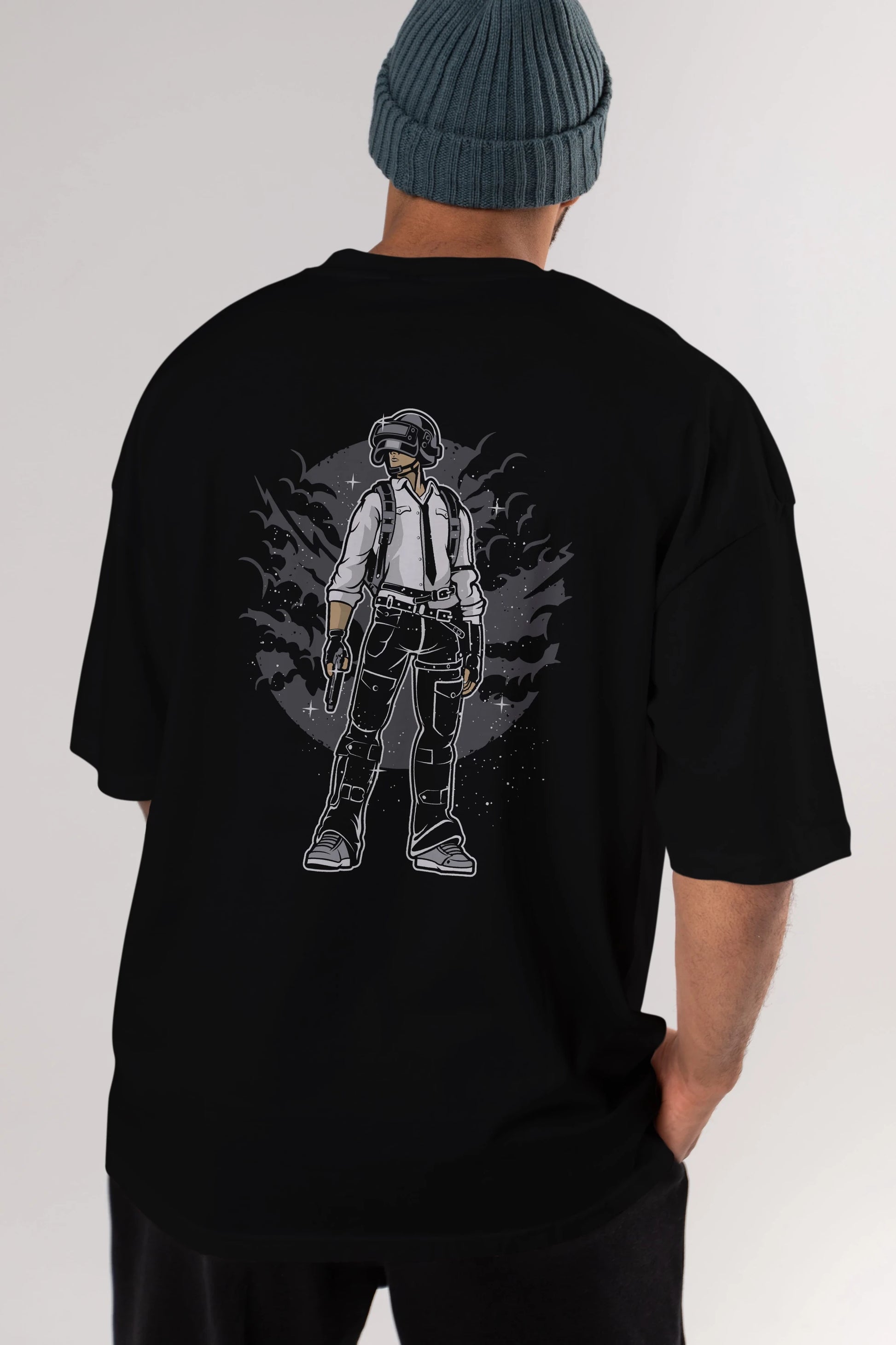 PUBG Arka Baskılı Oversize t-shirt Erkek Kadın Unisex %100 Pamuk