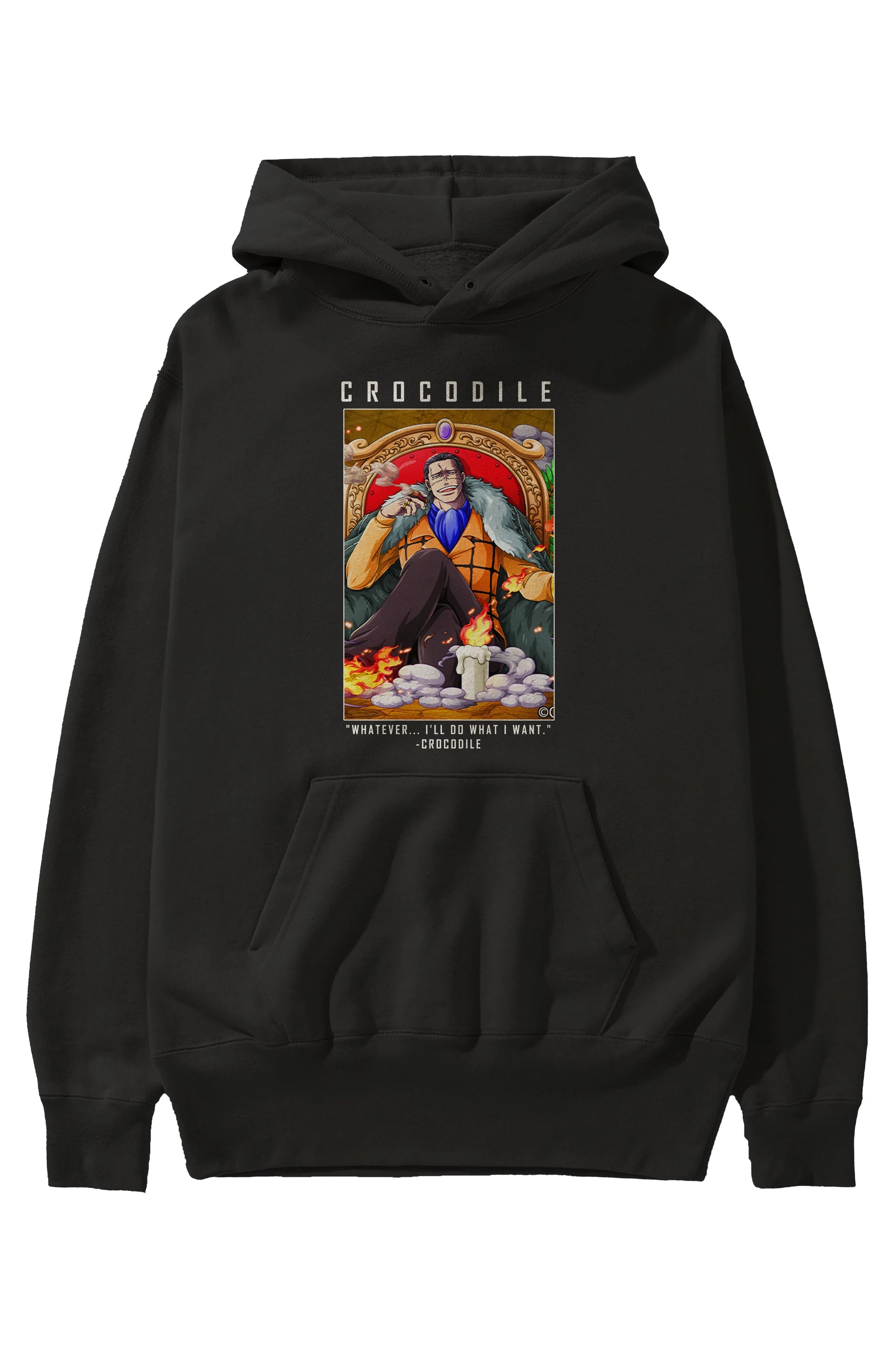 Crocodile Anime Ön Baskılı Hoodie Oversize Kapüşonlu Sweatshirt Erkek Kadın Unisex