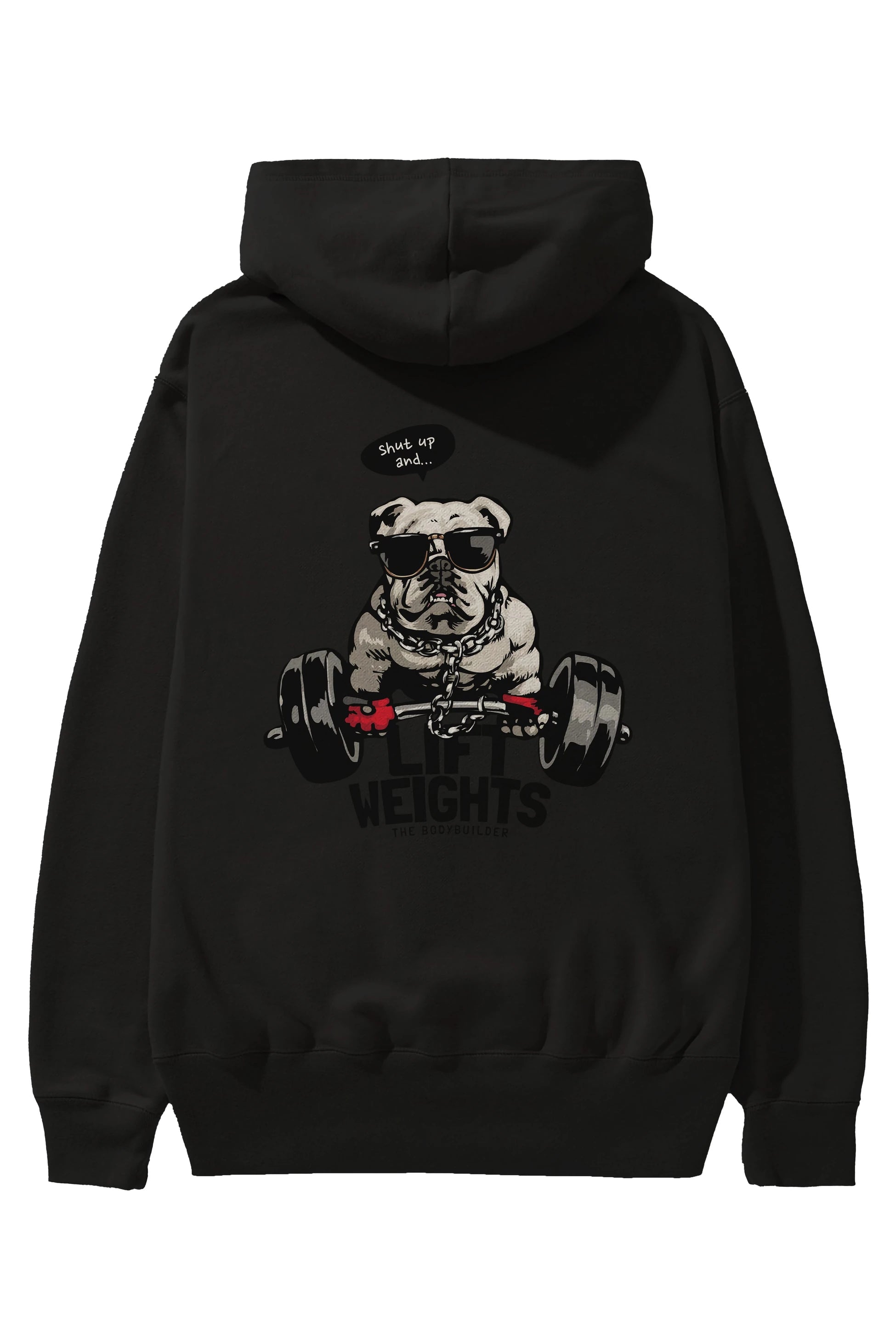 Teddy Bear Lift Weights Arka Baskılı Hoodie Oversize Kapüşonlu Sweatshirt Erkek Kadın Unisex