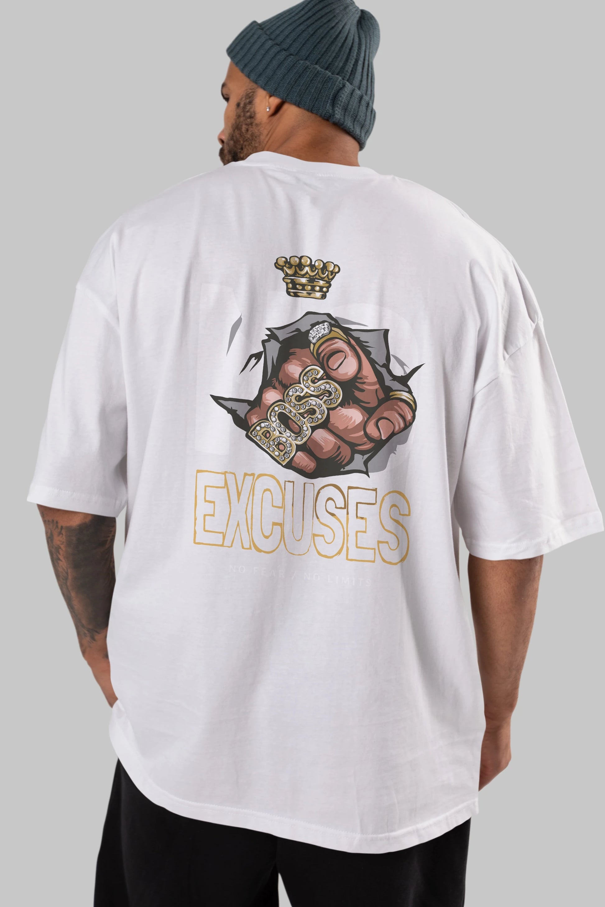 No Excuses Arka Baskılı Oversize t-shirt Erkek Kadın Unisex