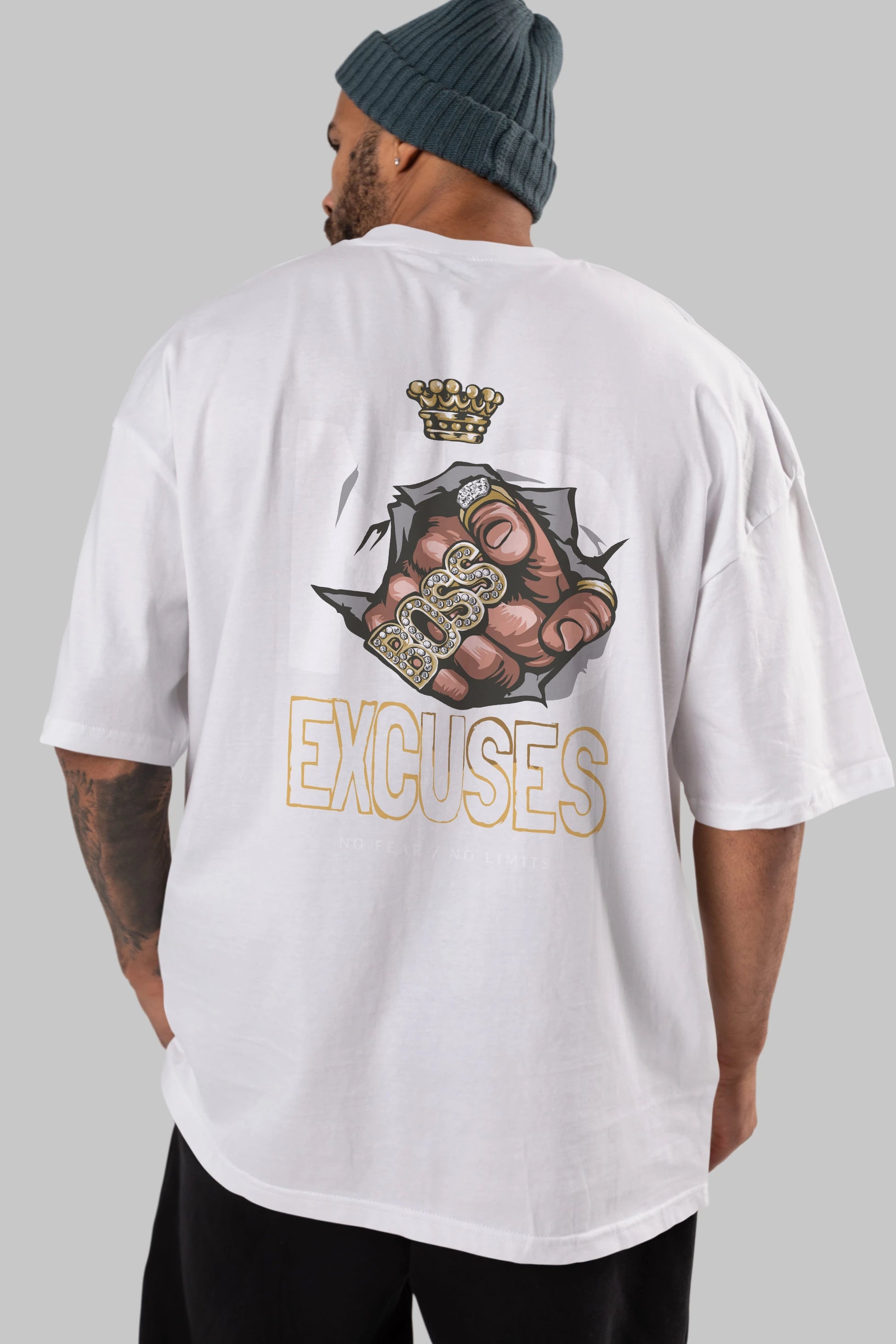 No Excuses Arka Baskılı Oversize t-shirt Erkek Kadın Unisex