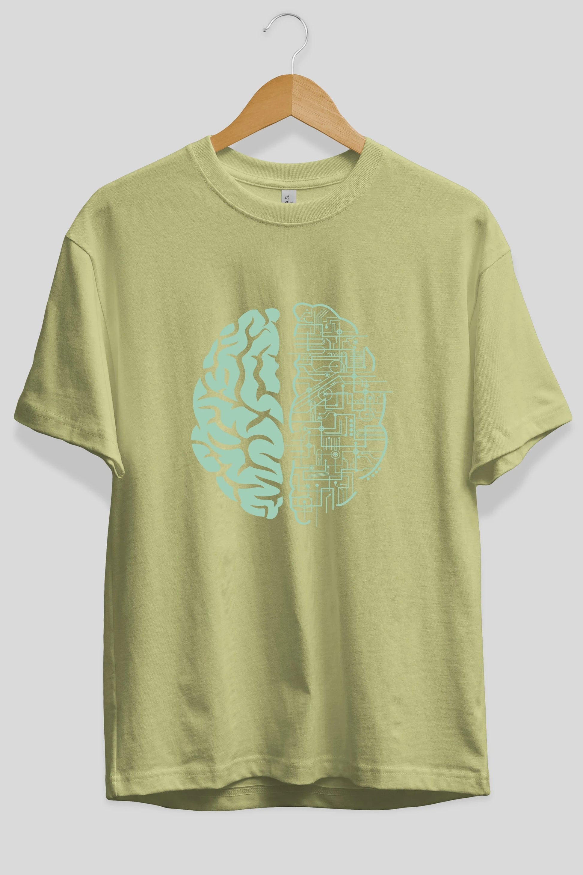 Electric Brain Ön Baskılı Oversize t-shirt %100 pamuk Erkek Kadın Unisex