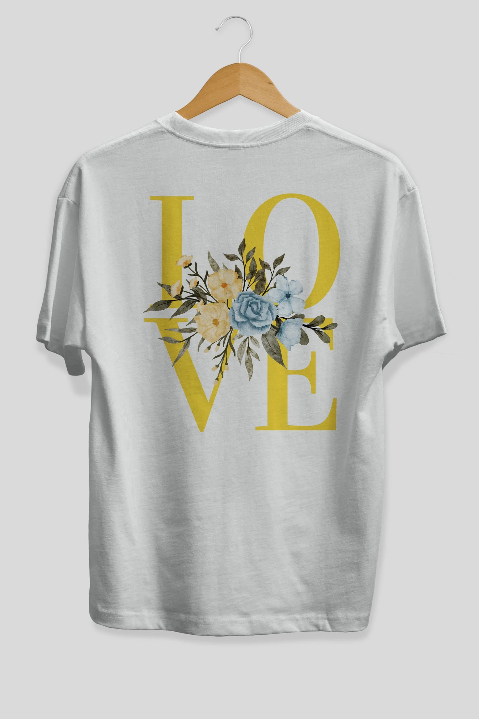 Love Flower Arka Baskılı Oversize t-shirt Erkek Kadın Unisex