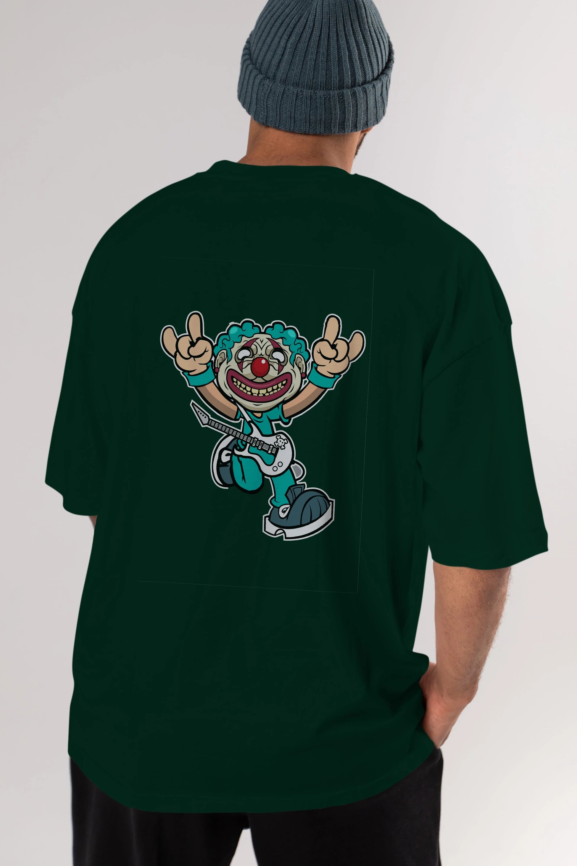 Clown Punk Arka Baskılı Oversize t-shirt Erkek Kadın Unisex %100 Pamuk tişort
