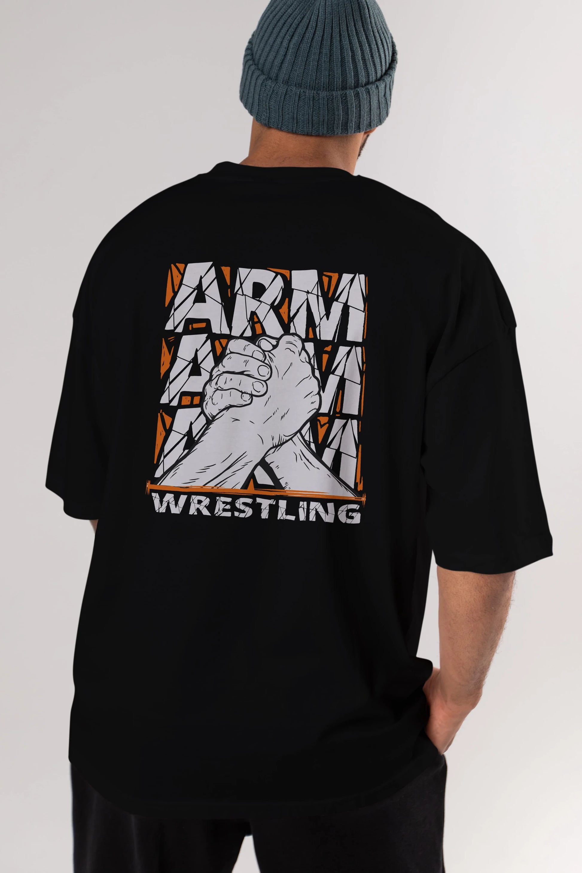 Arm Wrestling Arka Baskılı Oversize t-shirt Erkek Kadın Unisex