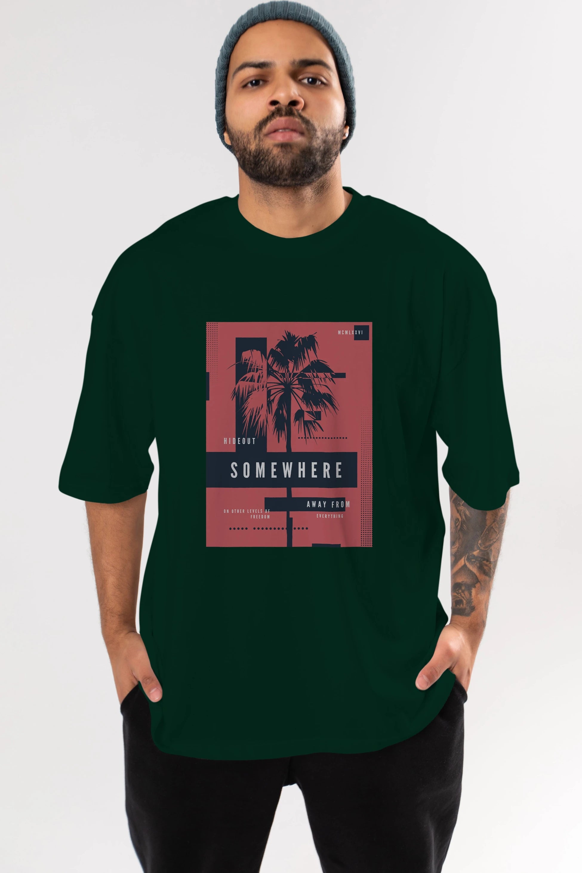 Hideout Somewhere Ön Baskılı Oversize t-shirt Erkek Kadın Unisex