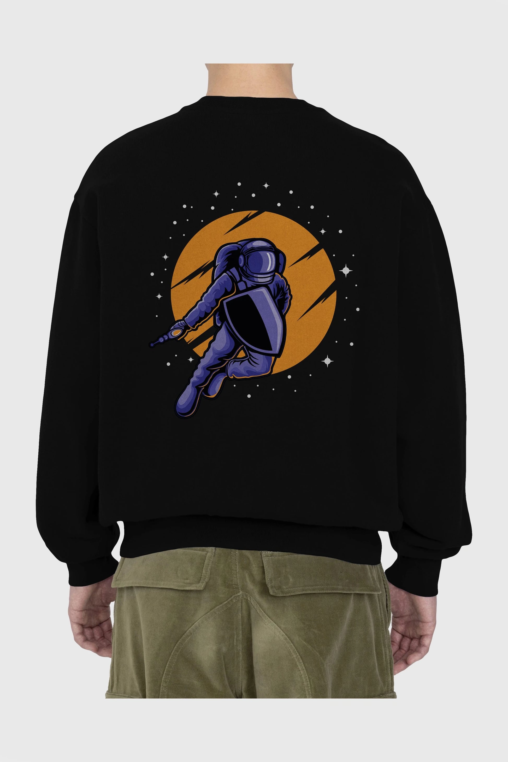 Astro Wars Arka Baskılı Oversize Sweatshirt Erkek Kadın Unisex