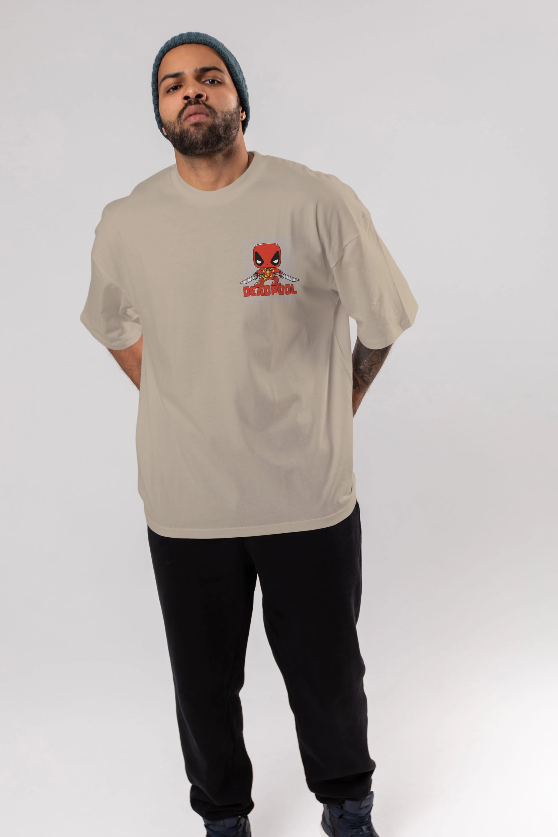 Deadpool (17) Ön Sol Baskılı Oversize t-shirt Erkek Kadın Unisex %100 Pamuk Bisiklet Yaka tişort