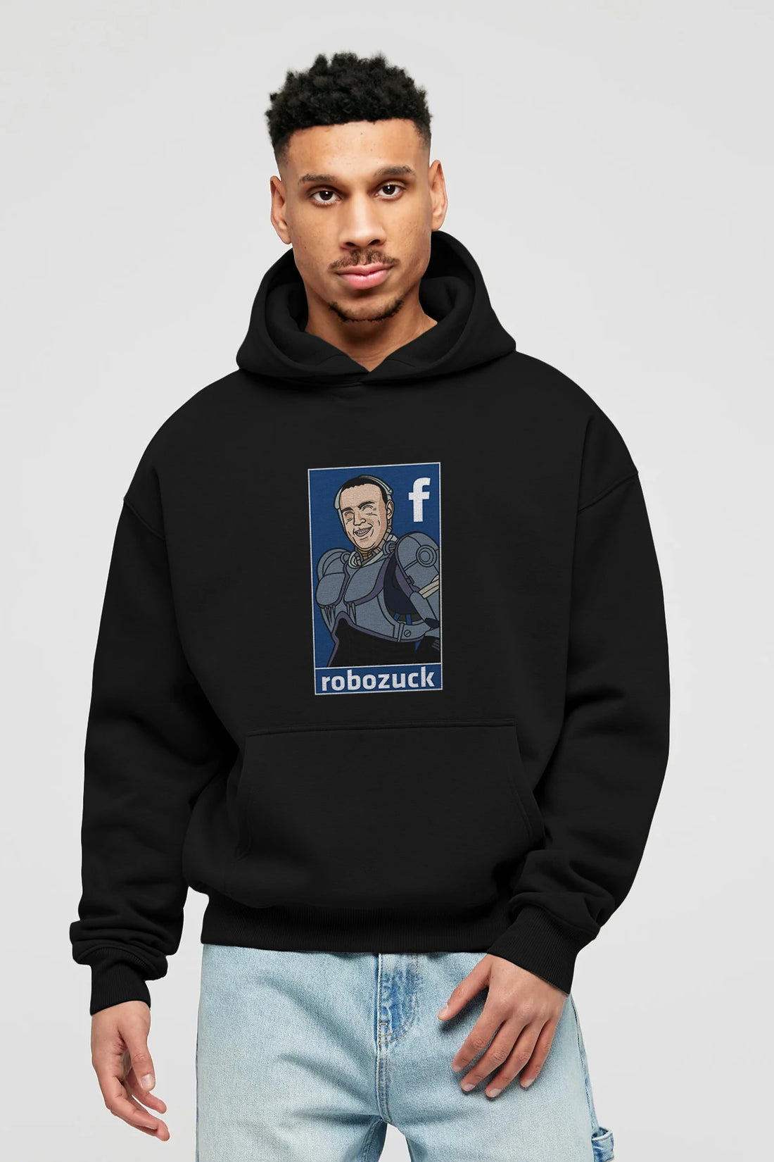 Robozuck Ön Baskılı Hoodie Oversize Kapüşonlu Sweatshirt Erkek Kadın Unisex