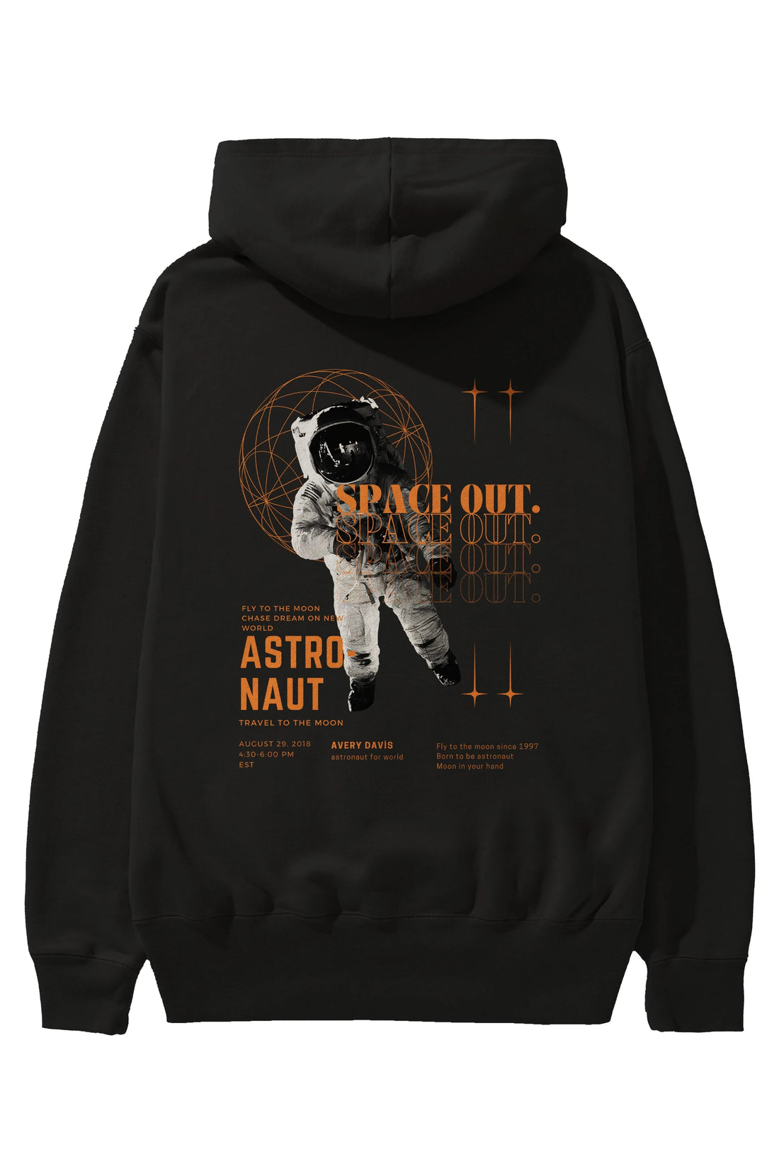 Astronaut Space Out Yazılı Arka Baskılı Oversize Hoodie Kapüşonlu Sweatshirt Erkek Kadın Unisex