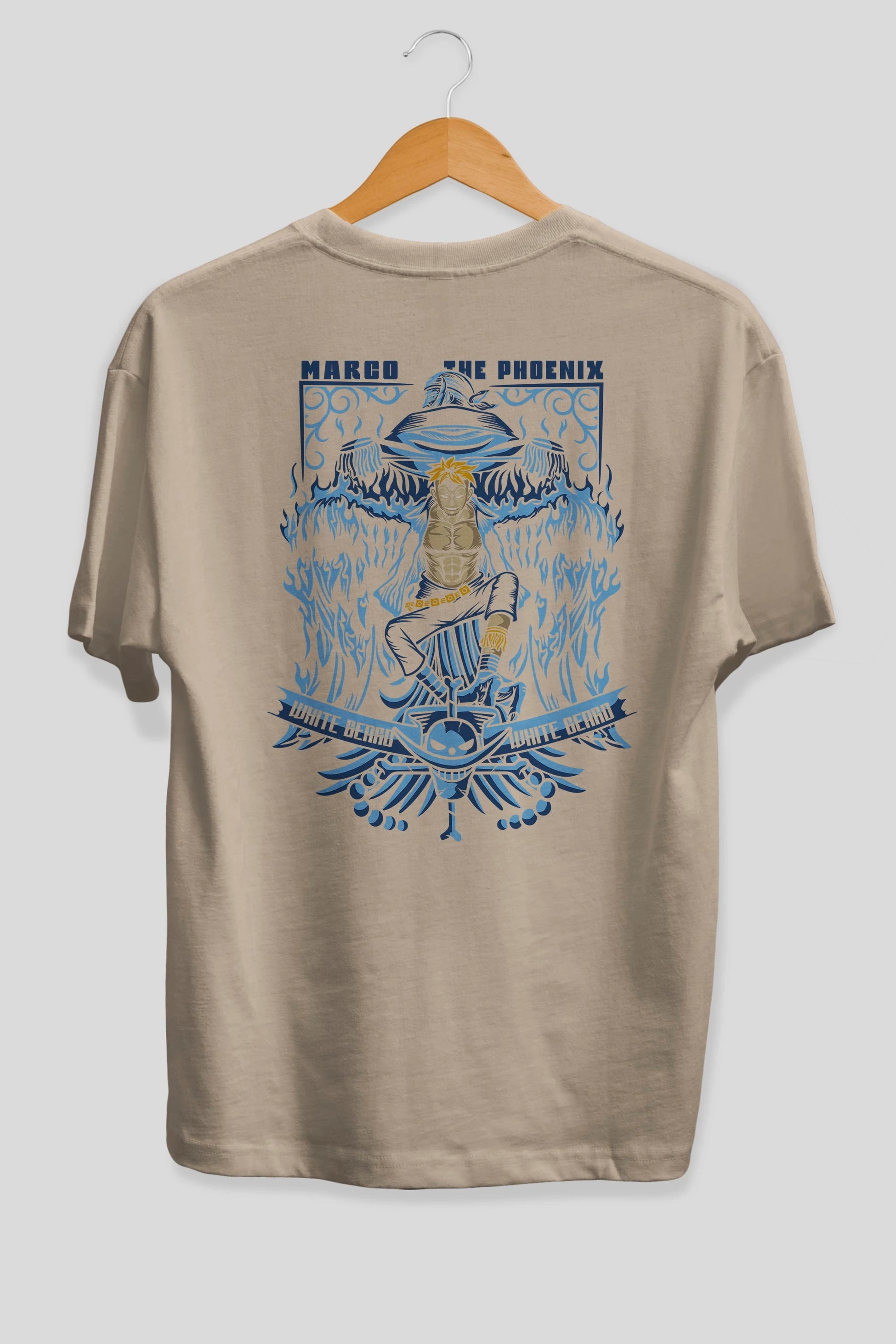 Marco the Phoenix Anime Arka Baskılı Oversize t-shirt Erkek Kadın Unisex %100 pamuk tişort