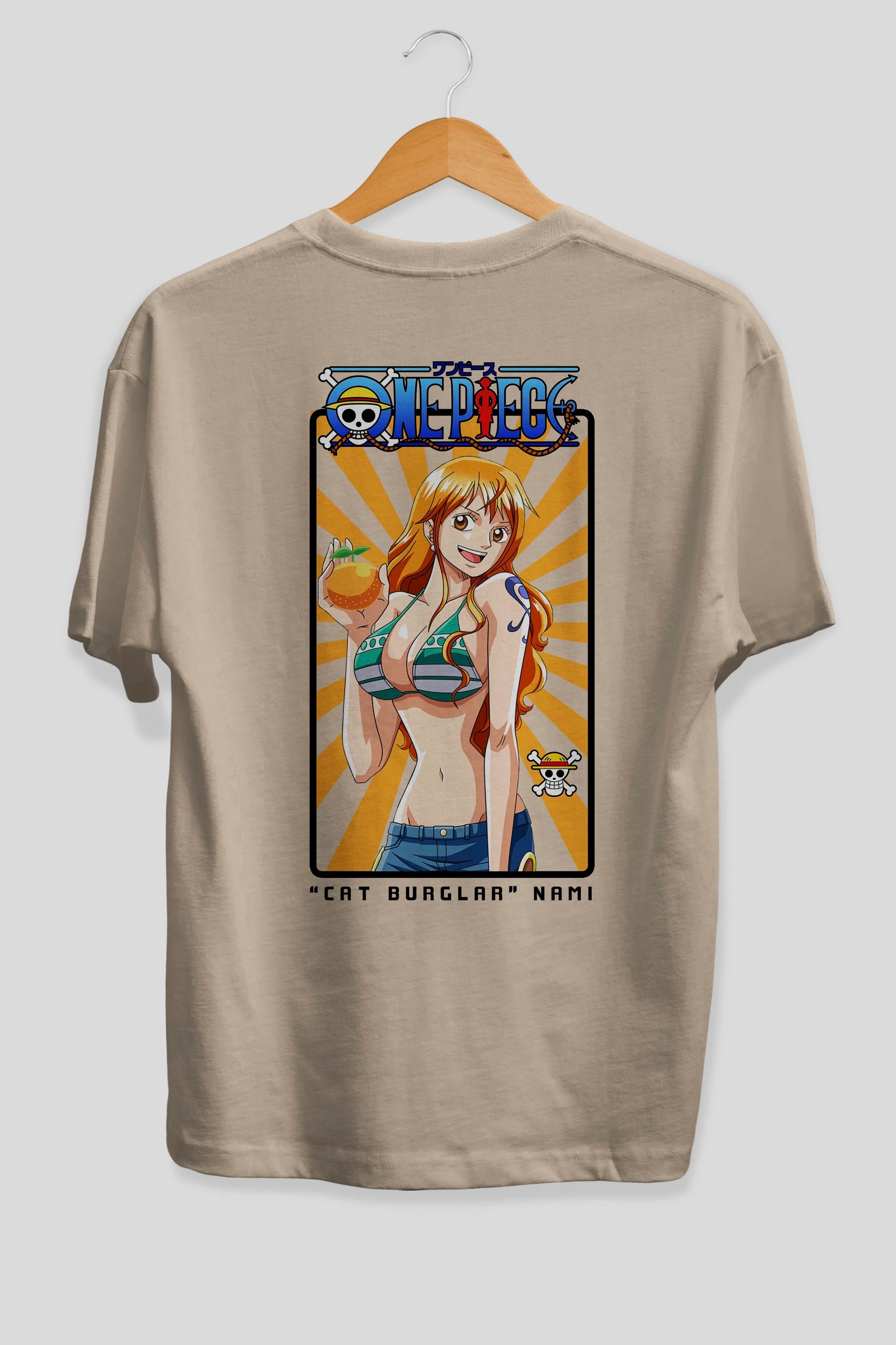 Nami Anime Arka Baskılı Oversize t-shirt Erkek Kadın Unisex %100 pamuk tişort