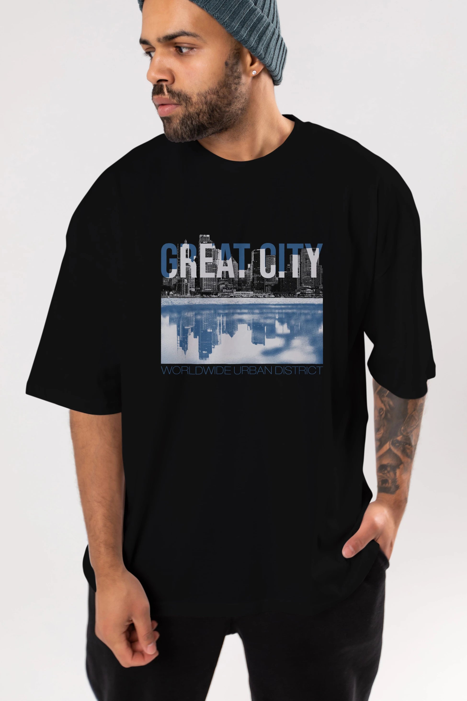 Great City Ön Baskılı Oversize t-shirt Erkek Kadın Unisex