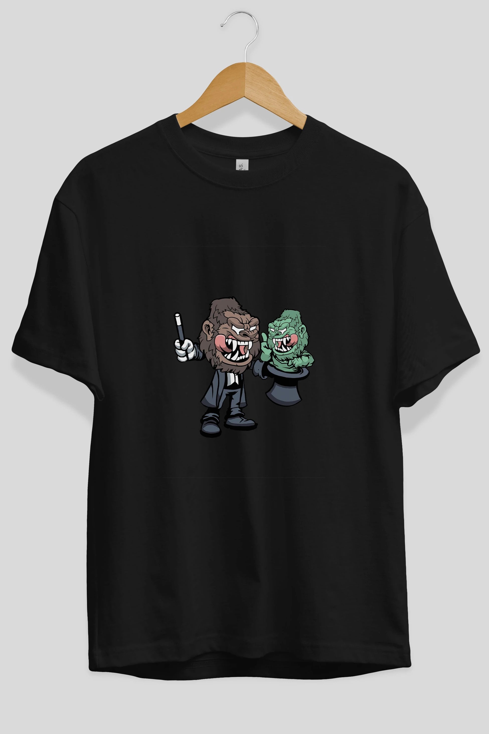 Gorilla Magician Ön Baskılı Oversize t-shirt Erkek Kadın Unisex %100 Pamuk tişort