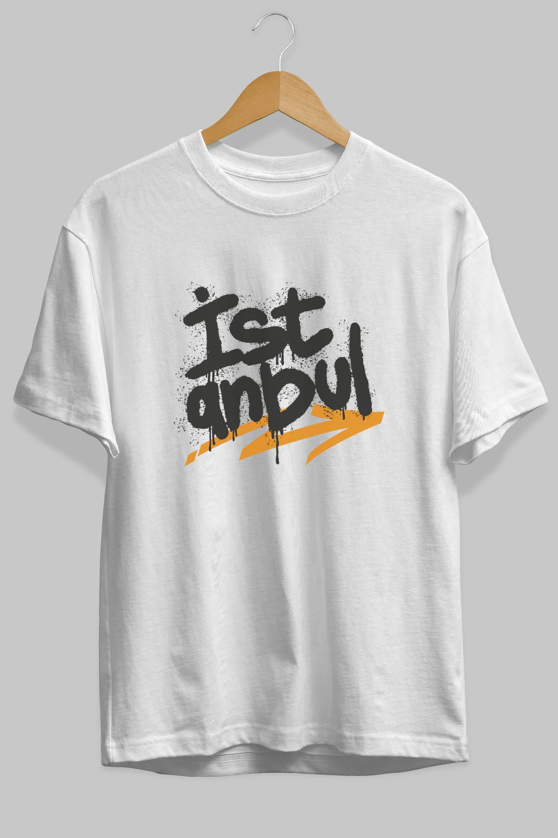 istanbul Yazılı Ön Baskılı Oversize t-shirt Erkek Kadın Unisex