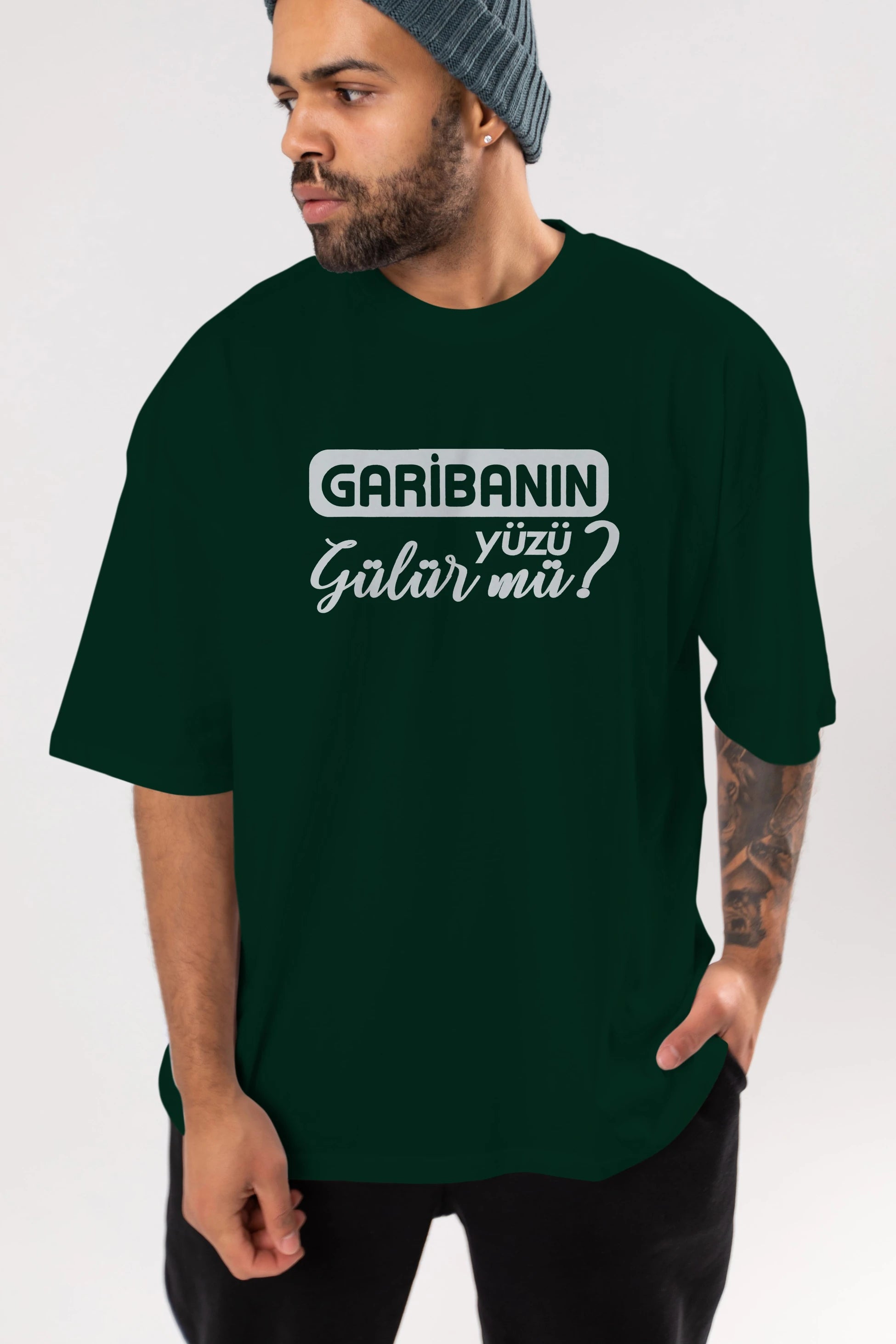 Garibanın Yüzü Gülür Mü Ön Baskılı Oversize t-shirt %100 pamuk Erkek Kadın Unisex