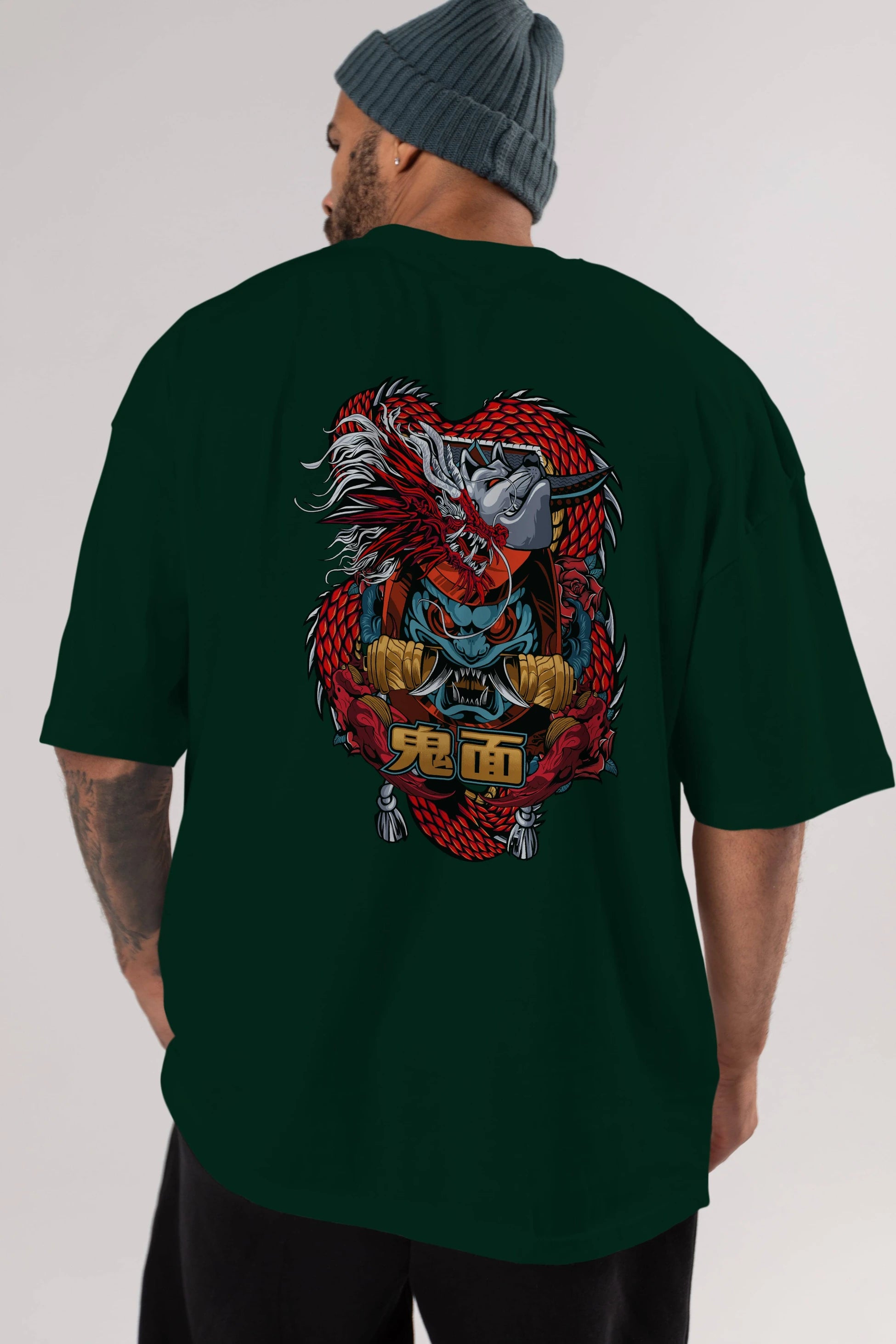 TRIBAL Anime Arka Baskılı Oversize t-shirt Erkek Kadın Unisex