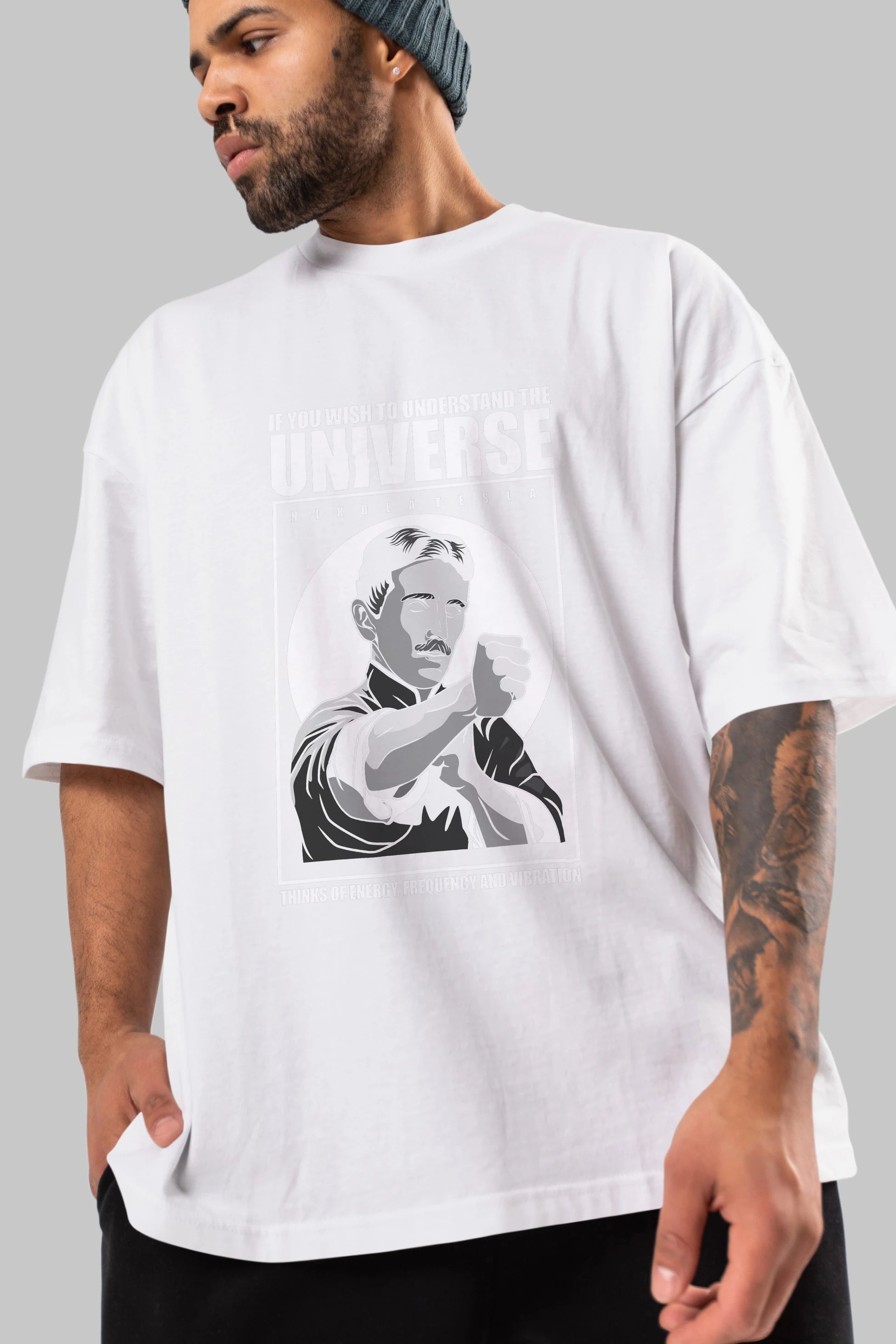 Nicola Tesla Ip Man Ön Baskılı Oversize t-shirt Erkek Kadın Unisex %100 Pamuk tişort