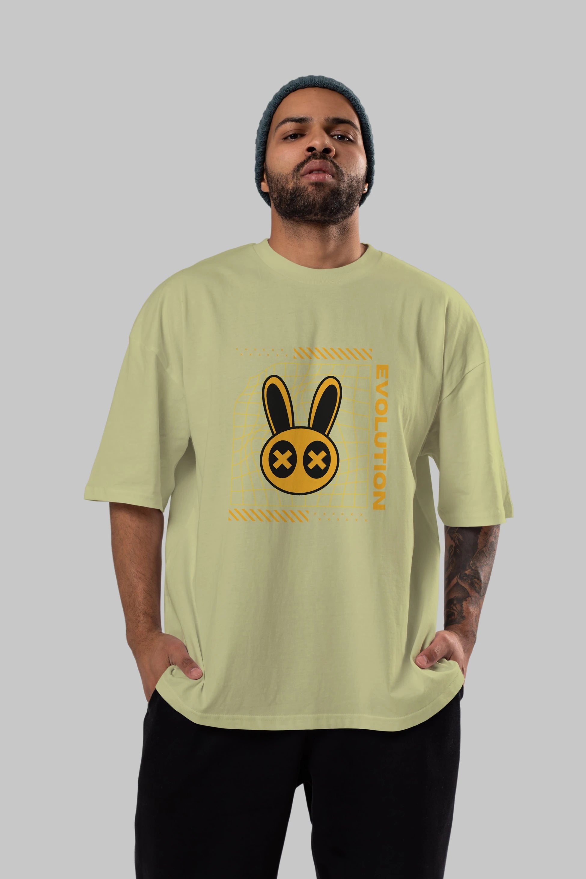 Evolution Yazılı Ön Baskılı Oversize t-shirt Erkek Kadın Unisex