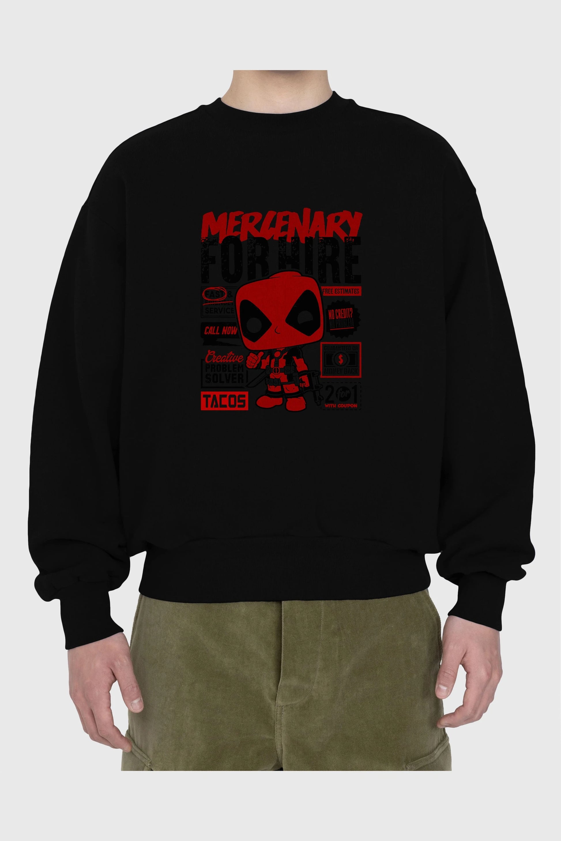 Deadpool (18) Ön Baskılı Oversize Sweatshirt Erkek Kadın Unisex