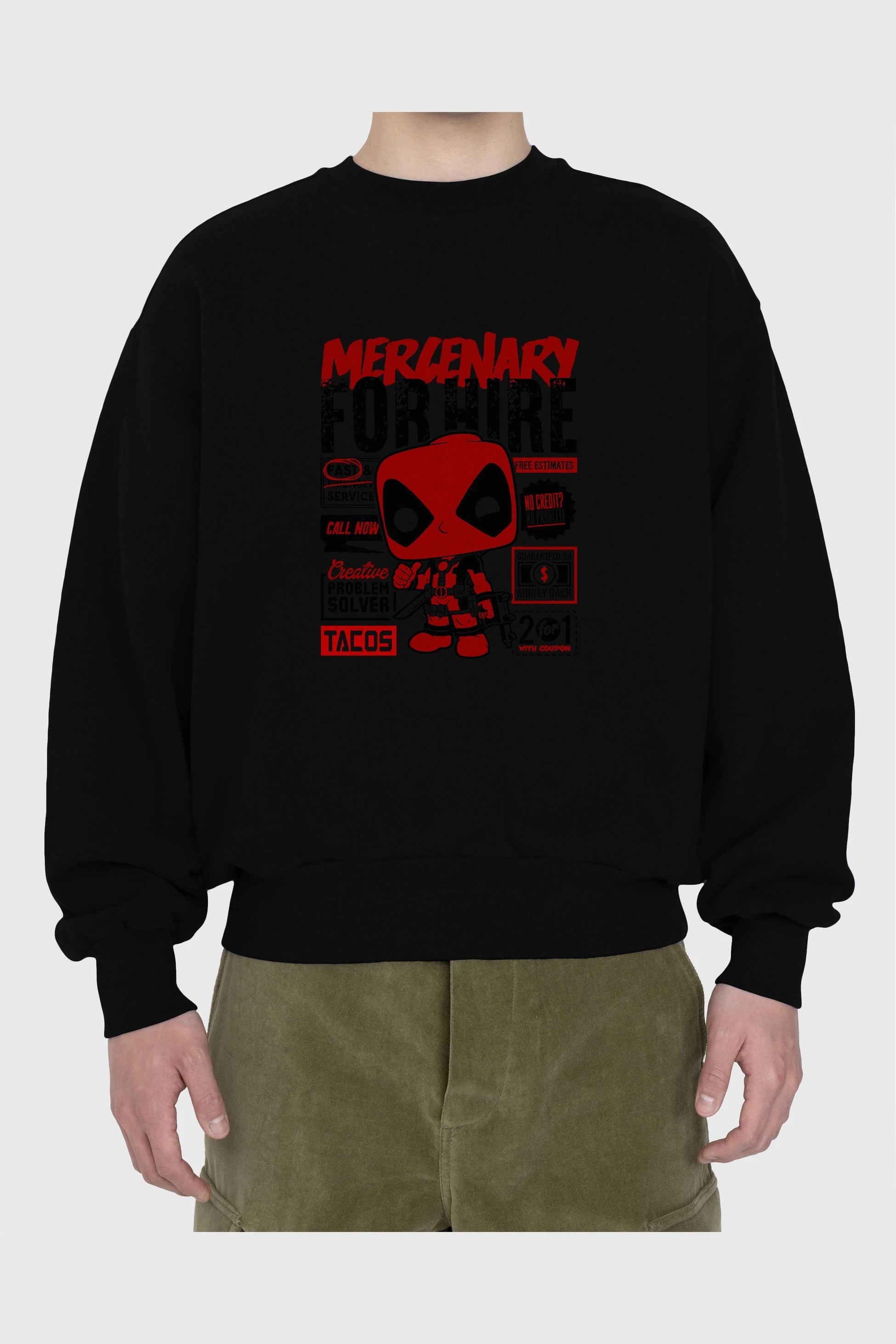 Deadpool (18) Ön Baskılı Oversize Sweatshirt Erkek Kadın Unisex