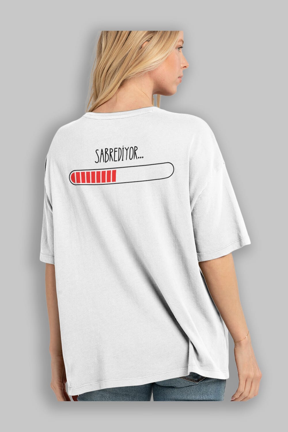 Sabrediyor Yazılı Arka Baskılı Oversize t-shirt Erkek Kadın Unisex