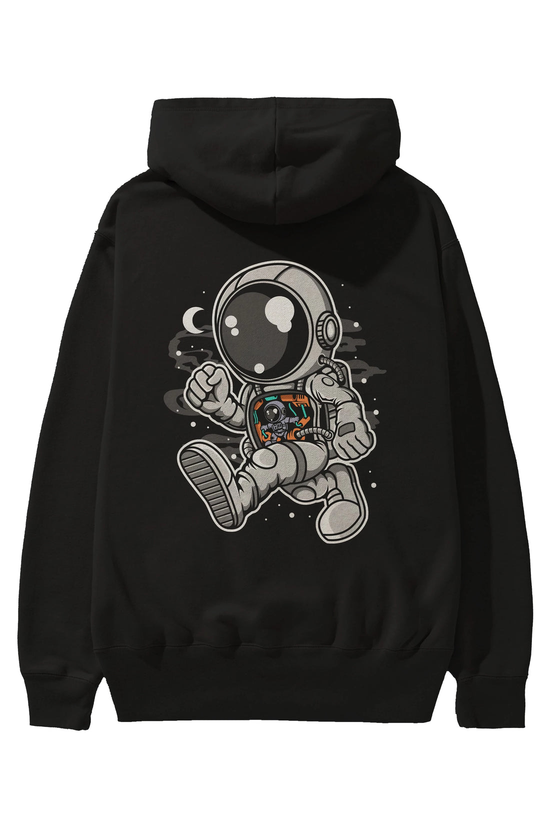 Astronaut Robotic Machine Arka Baskılı Hoodie Oversize Kapüşonlu Sweatshirt Erkek Kadın Unisex