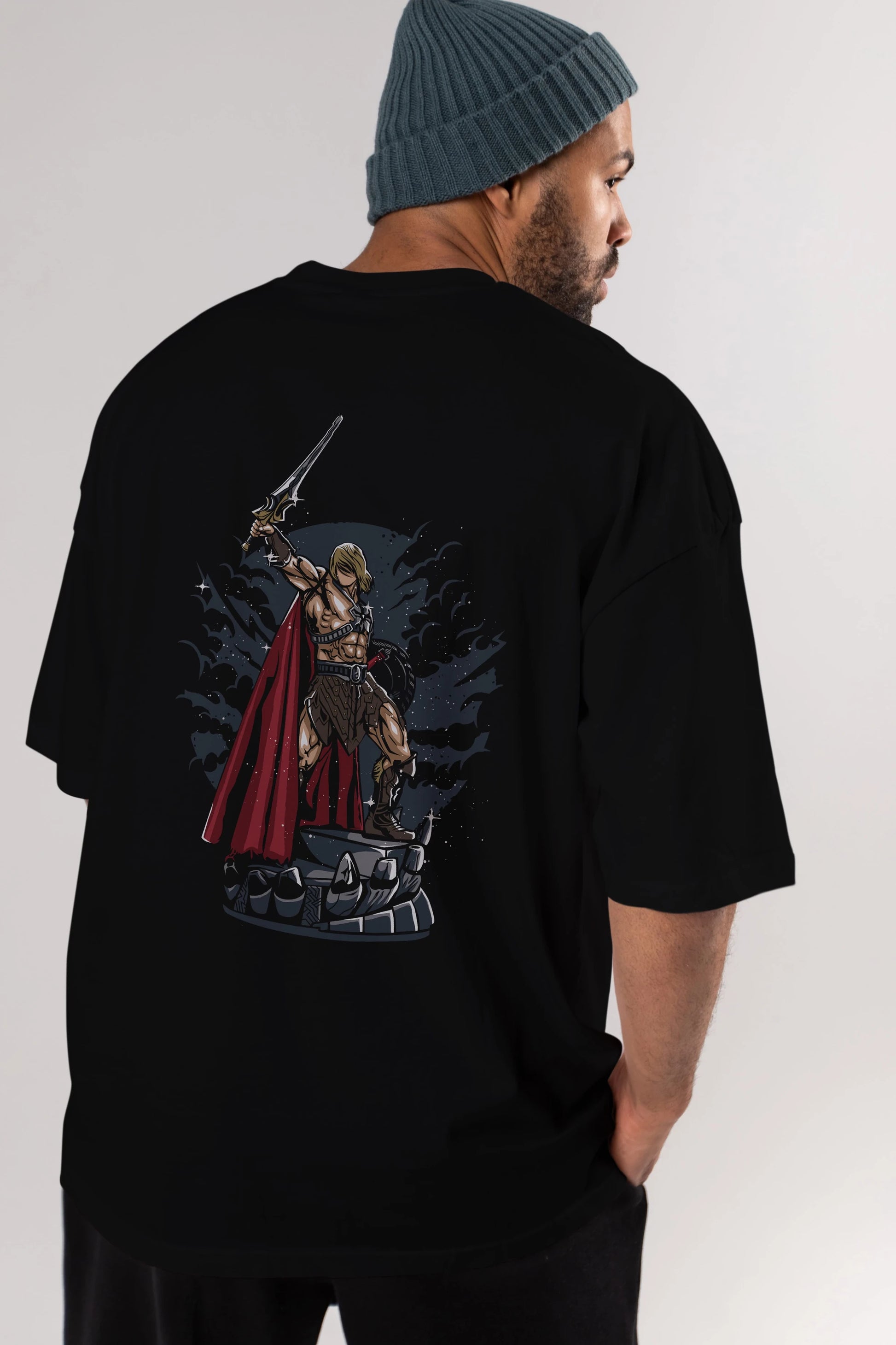 Warrior Arka Baskılı Oversize t-shirt Erkek Kadın Unisex %100 Pamuk