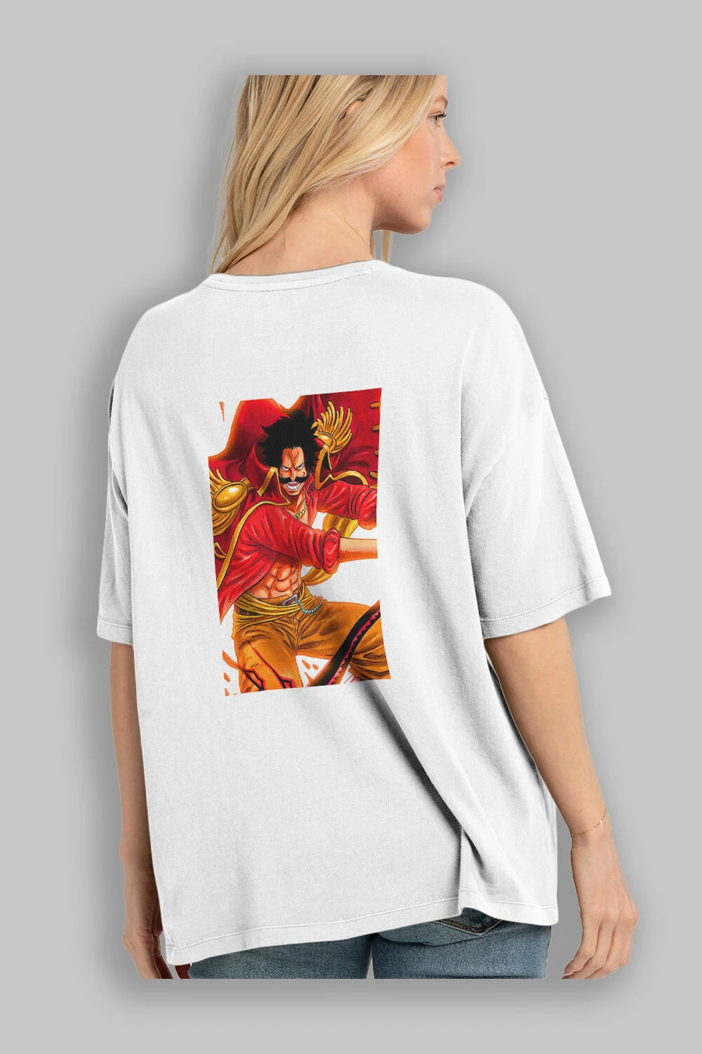 Gol D. Roger Anime Arka Baskılı Oversize t-shirt Erkek Kadın Unisex %100 pamuk tişort