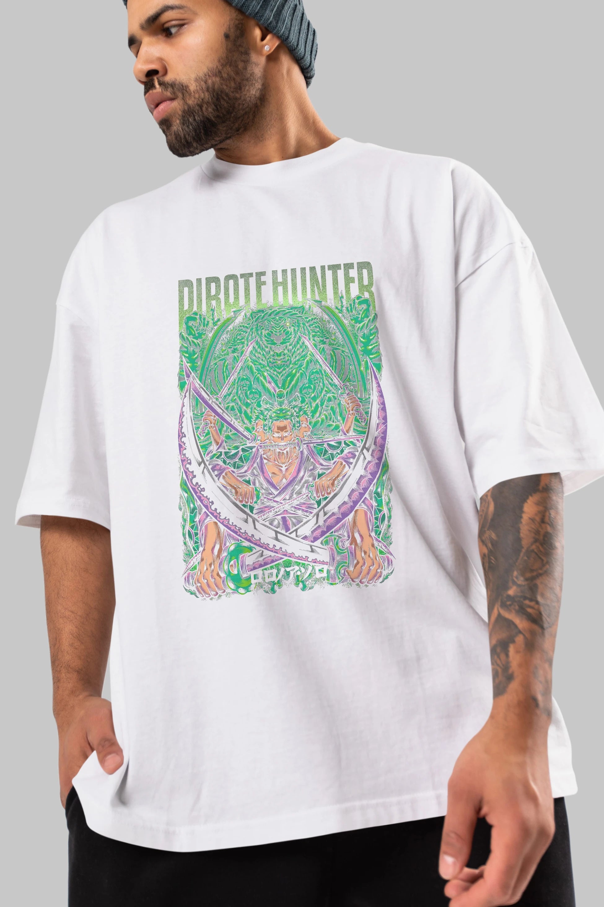 RORONOA ZORO 3 Anime Ön Baskılı Oversize t-shirt %100 pamuk Erkek Kadın Unisex