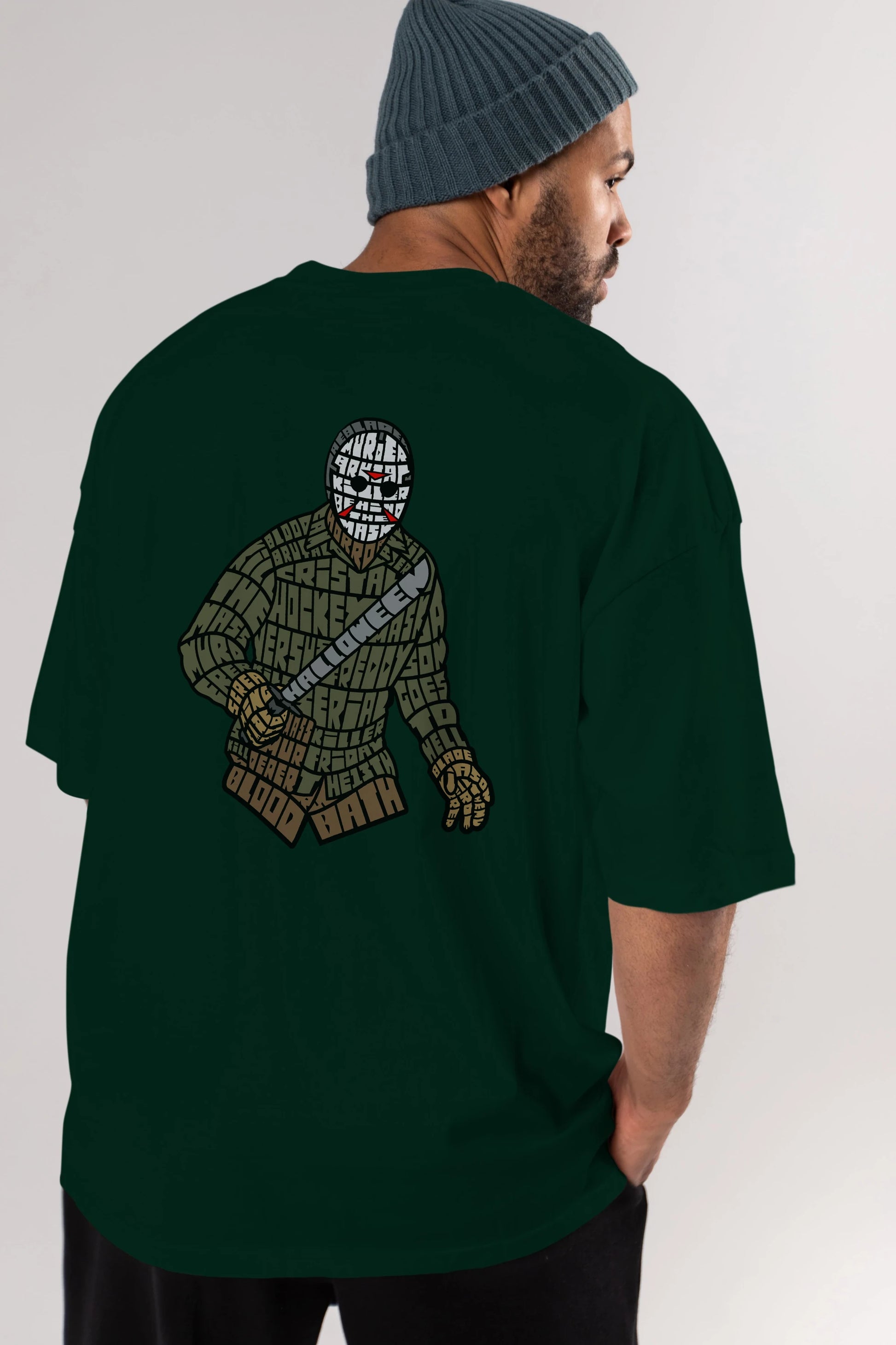 Jason Arka Baskılı Oversize t-shirt %100 pamuk Erkek Kadın Unisex