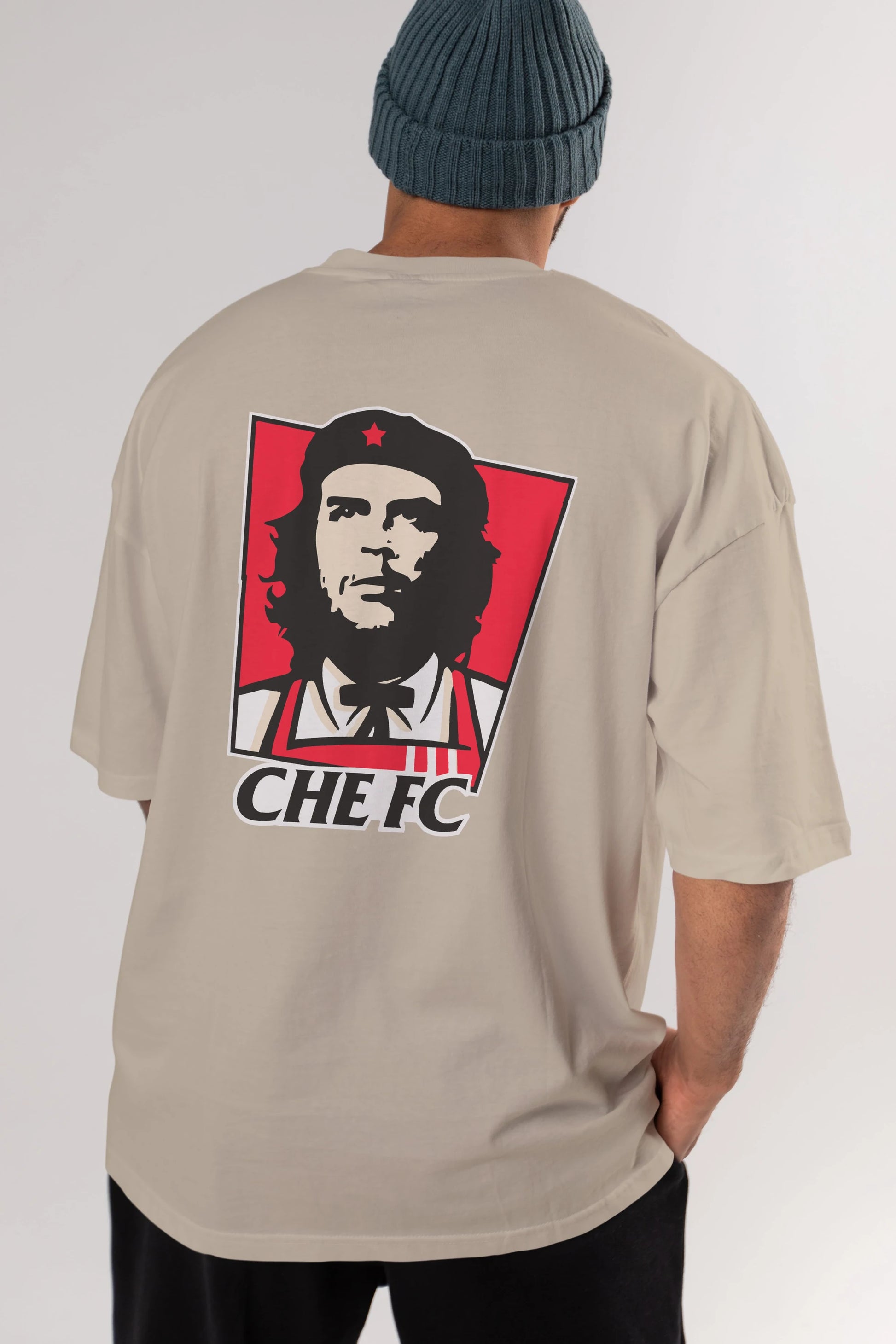 Che FC Arka Baskılı Oversize t-shirt Erkek Kadın Unisex %100 Pamuk Bisiklet Yaka tişort