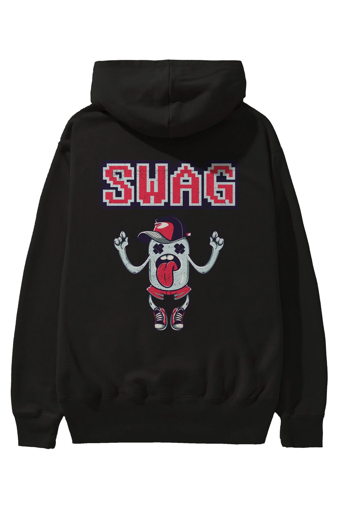 Swag Arka Baskılı Hoodie Oversize Kapüşonlu Sweatshirt Erkek Kadın Unisex