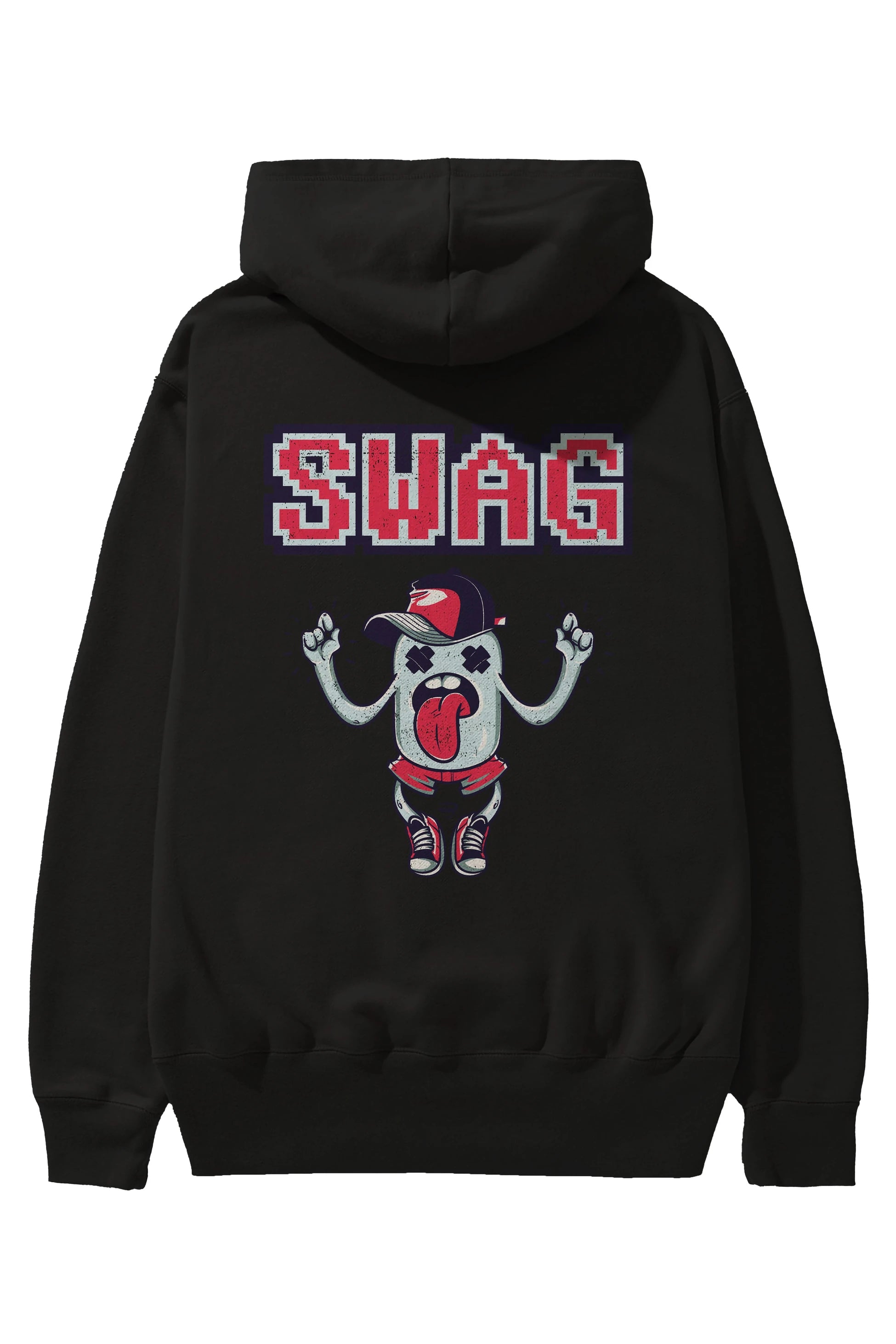 Swag Arka Baskılı Hoodie Oversize Kapüşonlu Sweatshirt Erkek Kadın Unisex