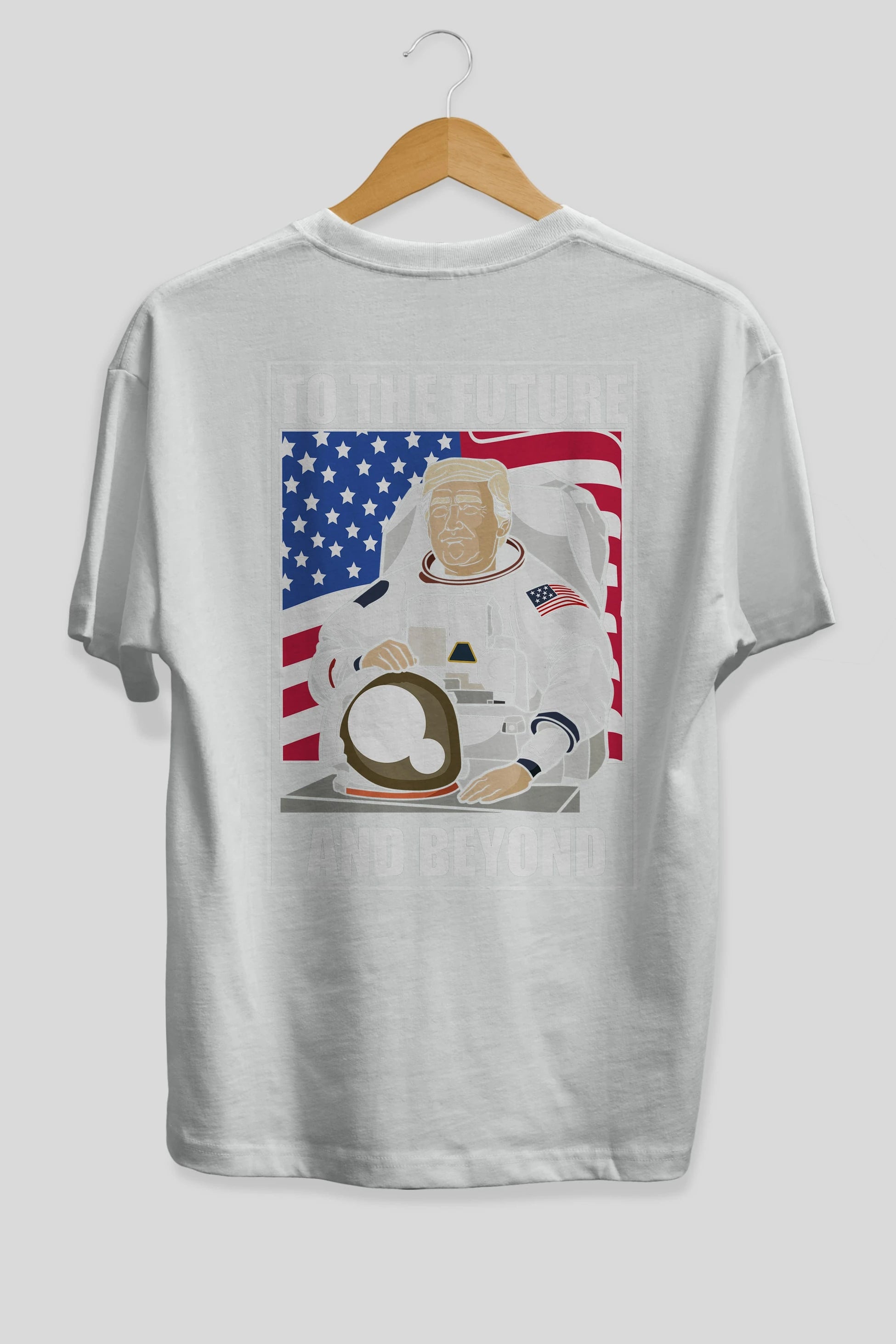 Trumpstronaut Arka Baskılı Oversize t-shirt Erkek Kadın Unisex %100 Pamuk tişort