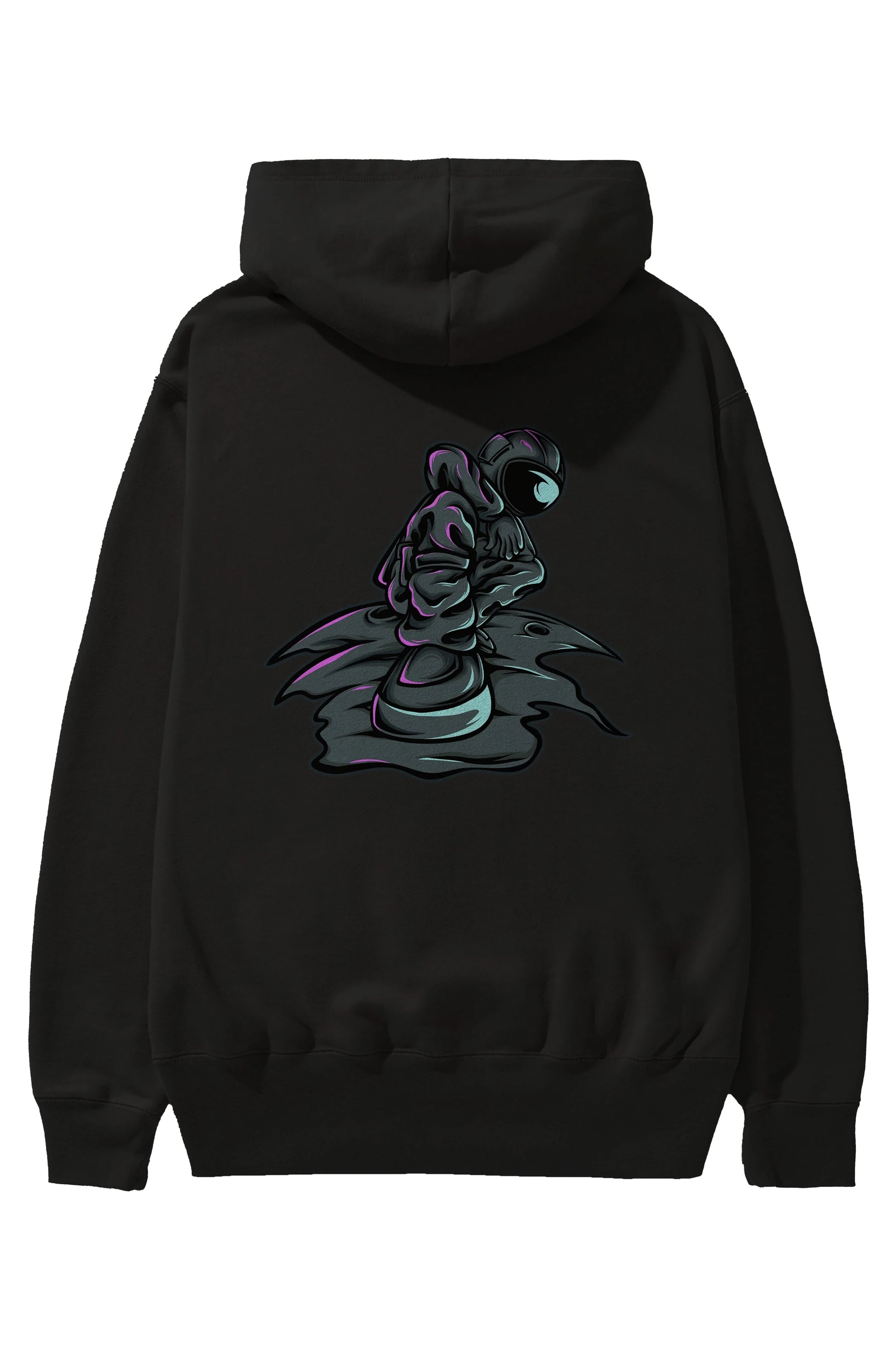 Stylish Astronaut Arka Baskılı Hoodie Oversize Kapüşonlu Sweatshirt Erkek Kadın Unisex