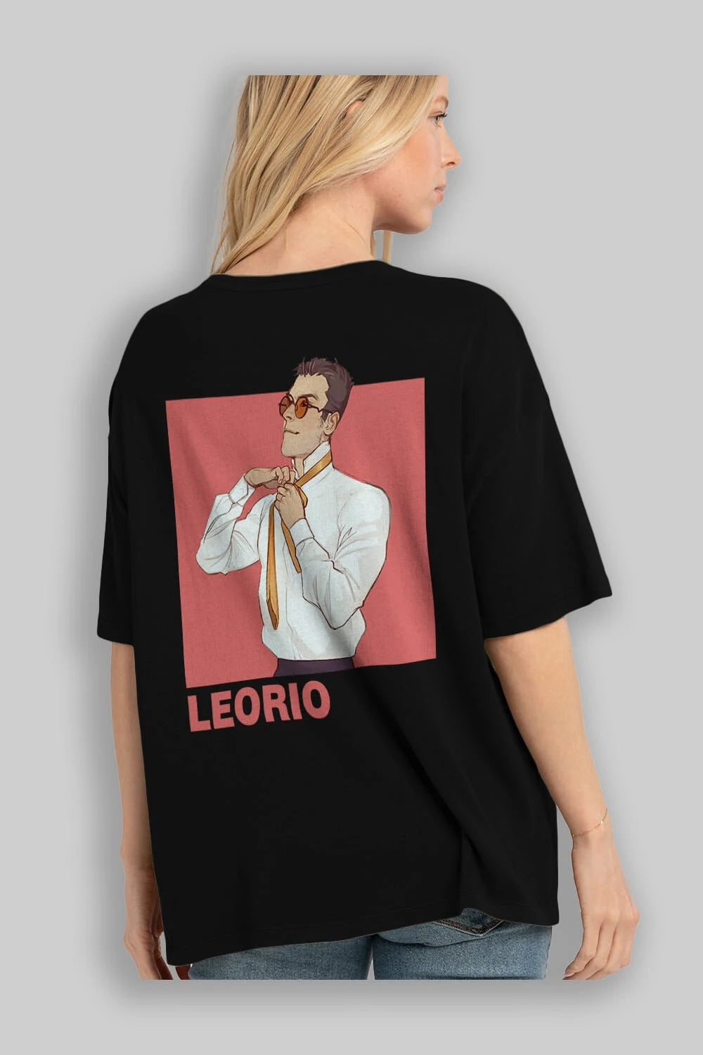 Leorio Paladiknight 5 Anime Arka Baskılı Oversize t-shirt Erkek Kadın Unisex